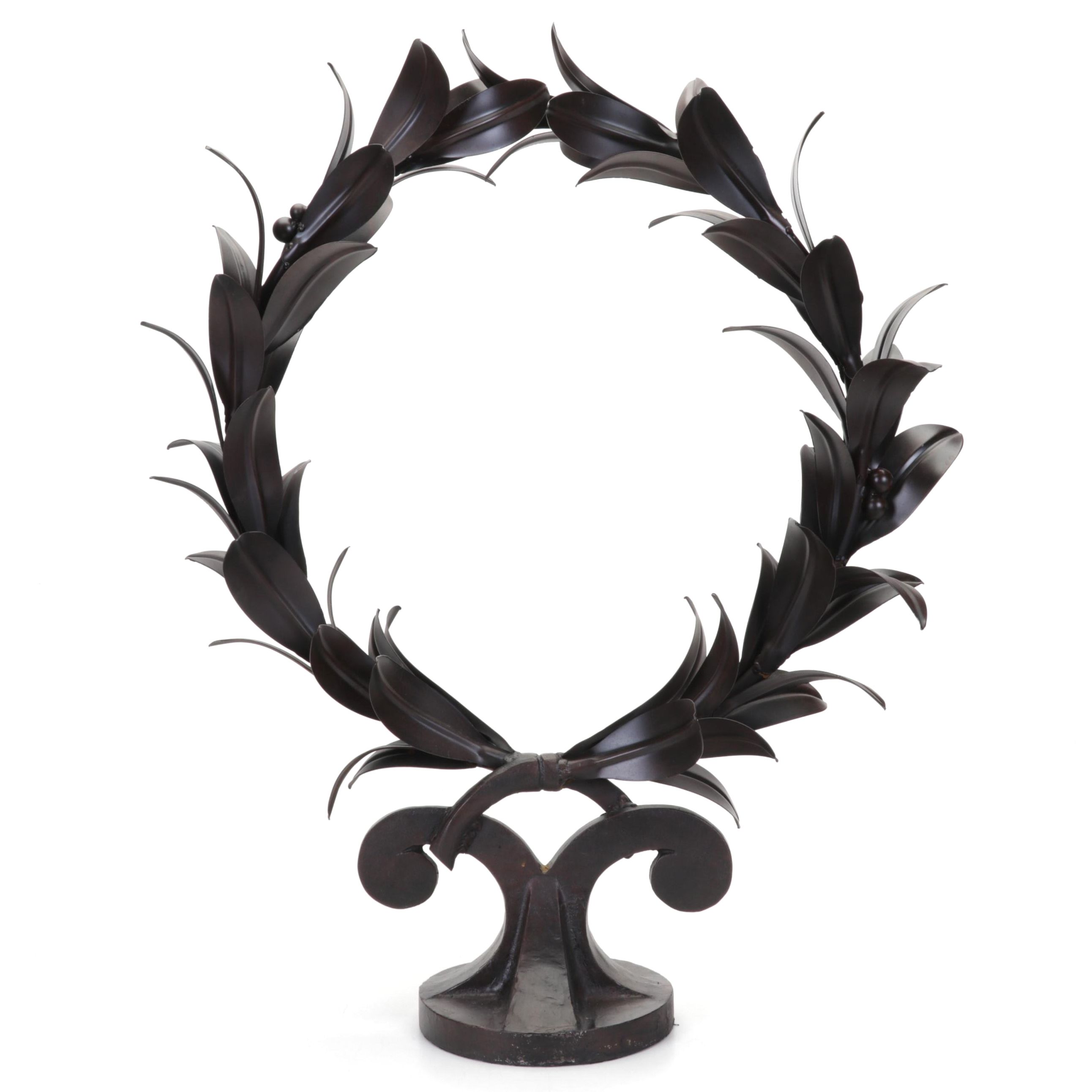 Iron and Metal Bronze Tone Tabletop Wreath Centerpiece