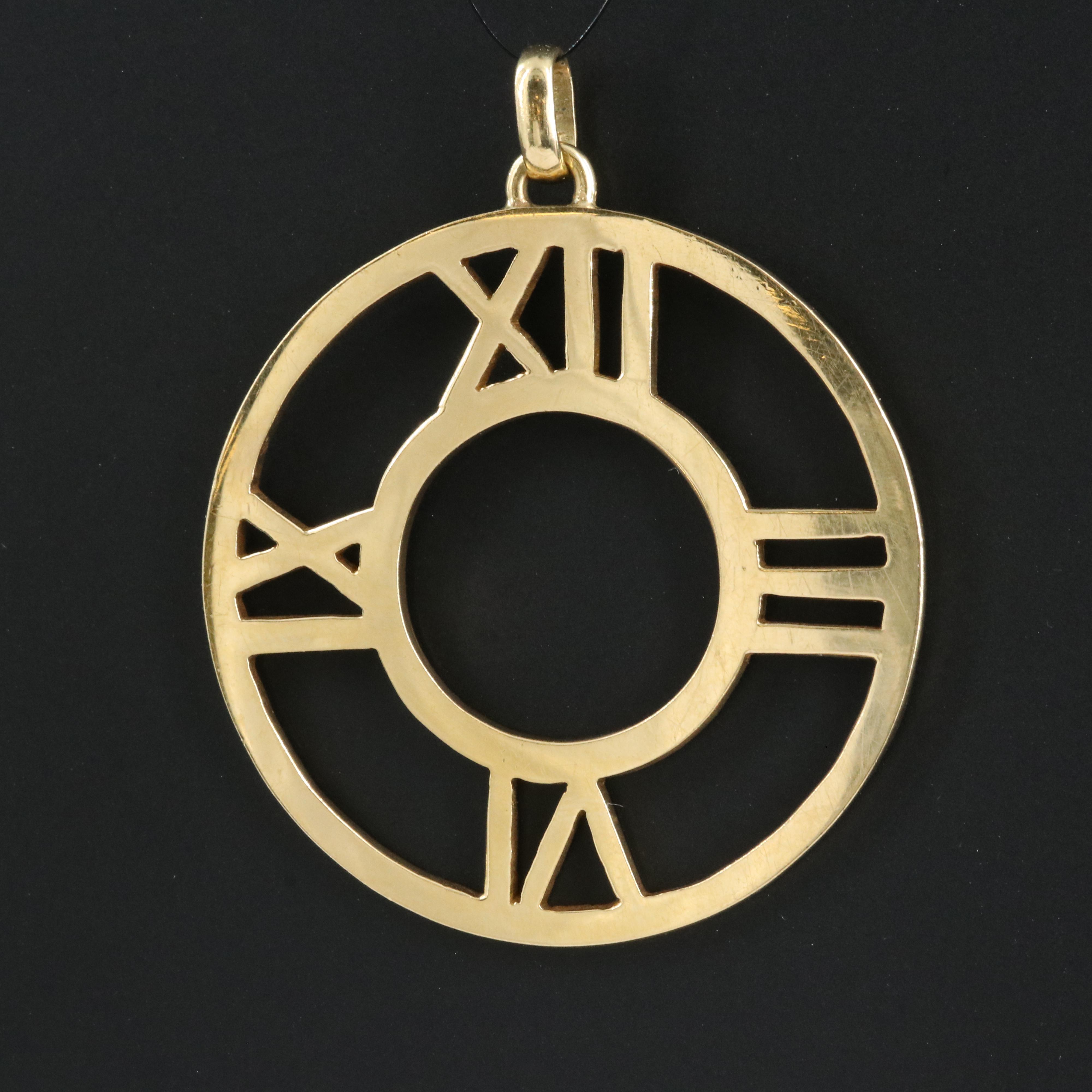18K Roman Numeral Clock Pendant