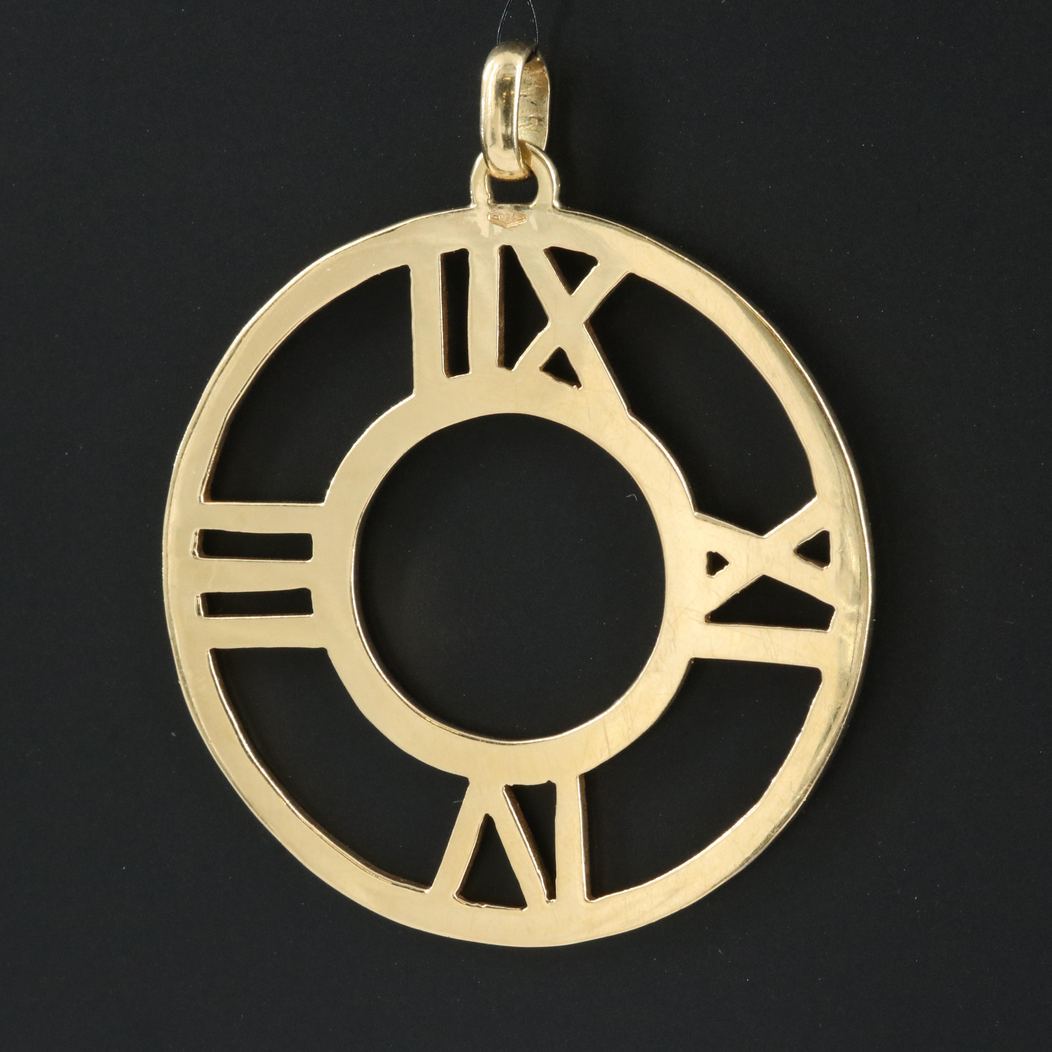 18K Roman Numeral Clock Pendant