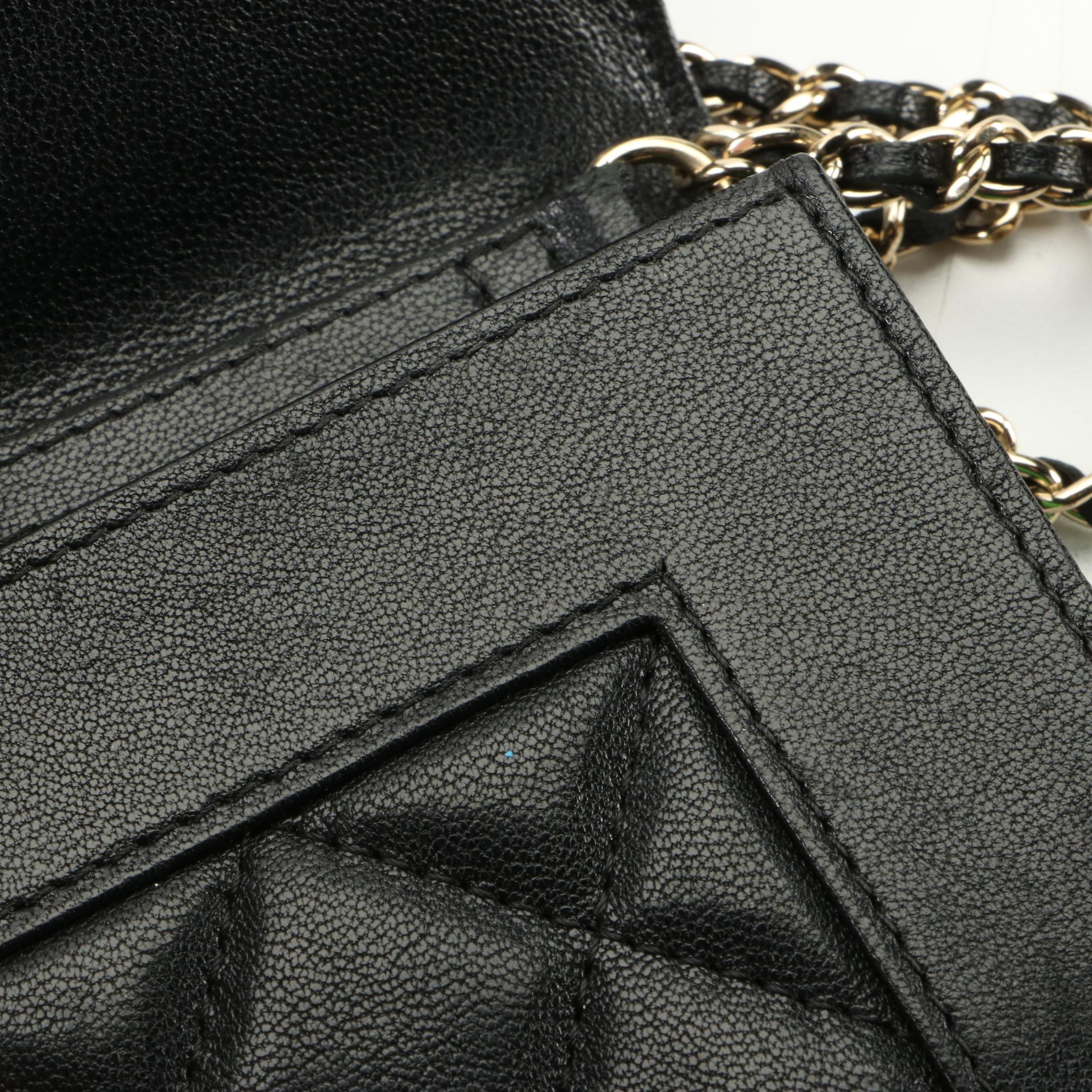 Chanel CC Card Holder on Chain in Quilted Leather
