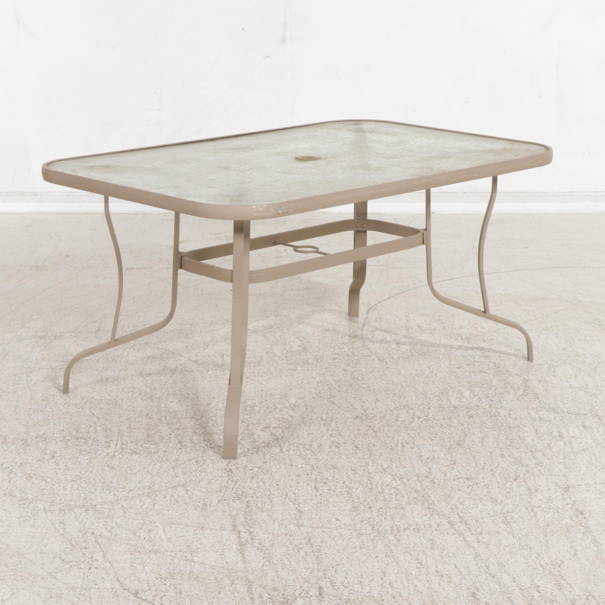 Seven-Piece Aluminum Frame Patio Dining Set With Umbrella