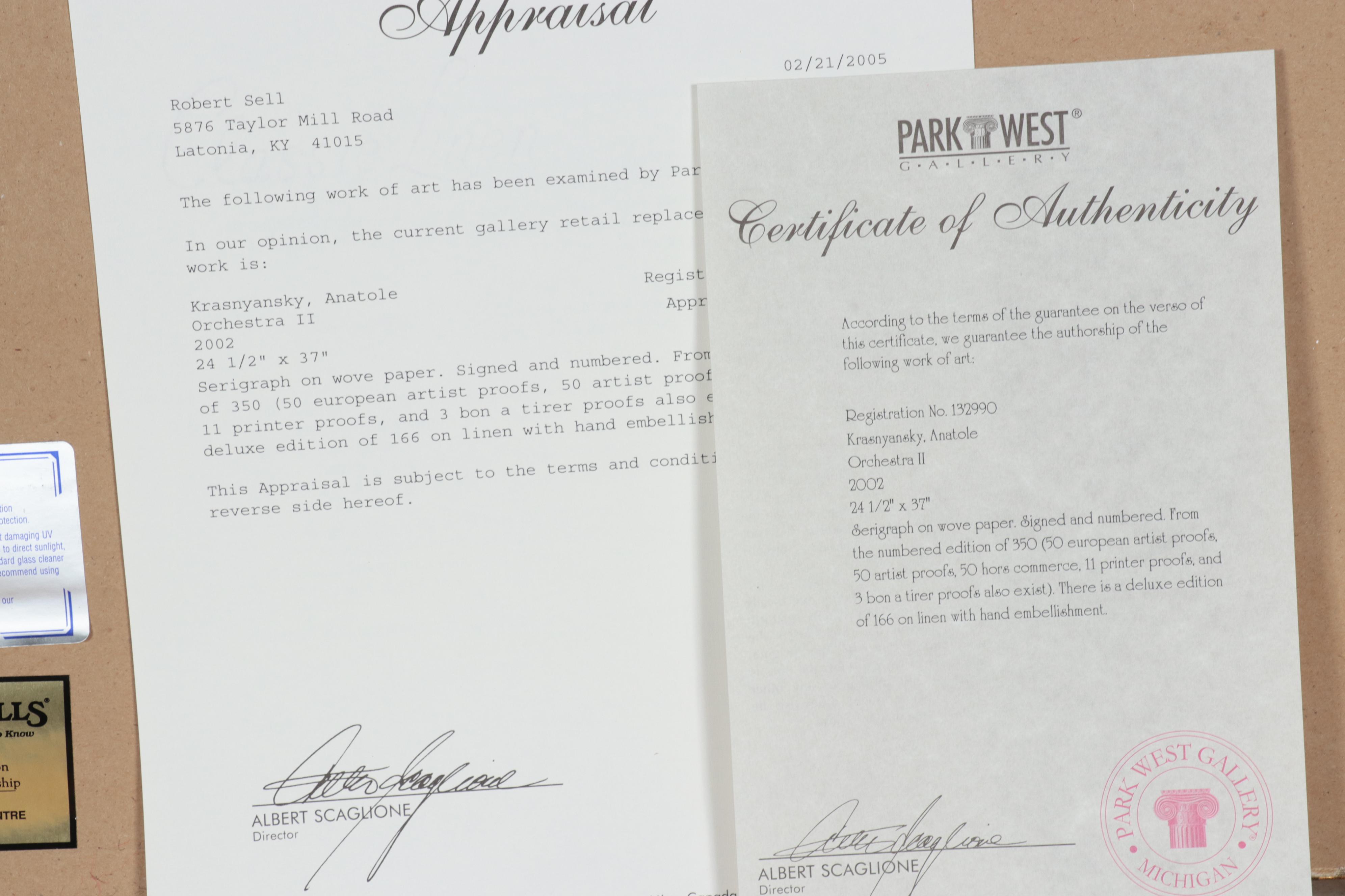 Anatole Krasnyansky Serigraph "Orchestra II," 2002