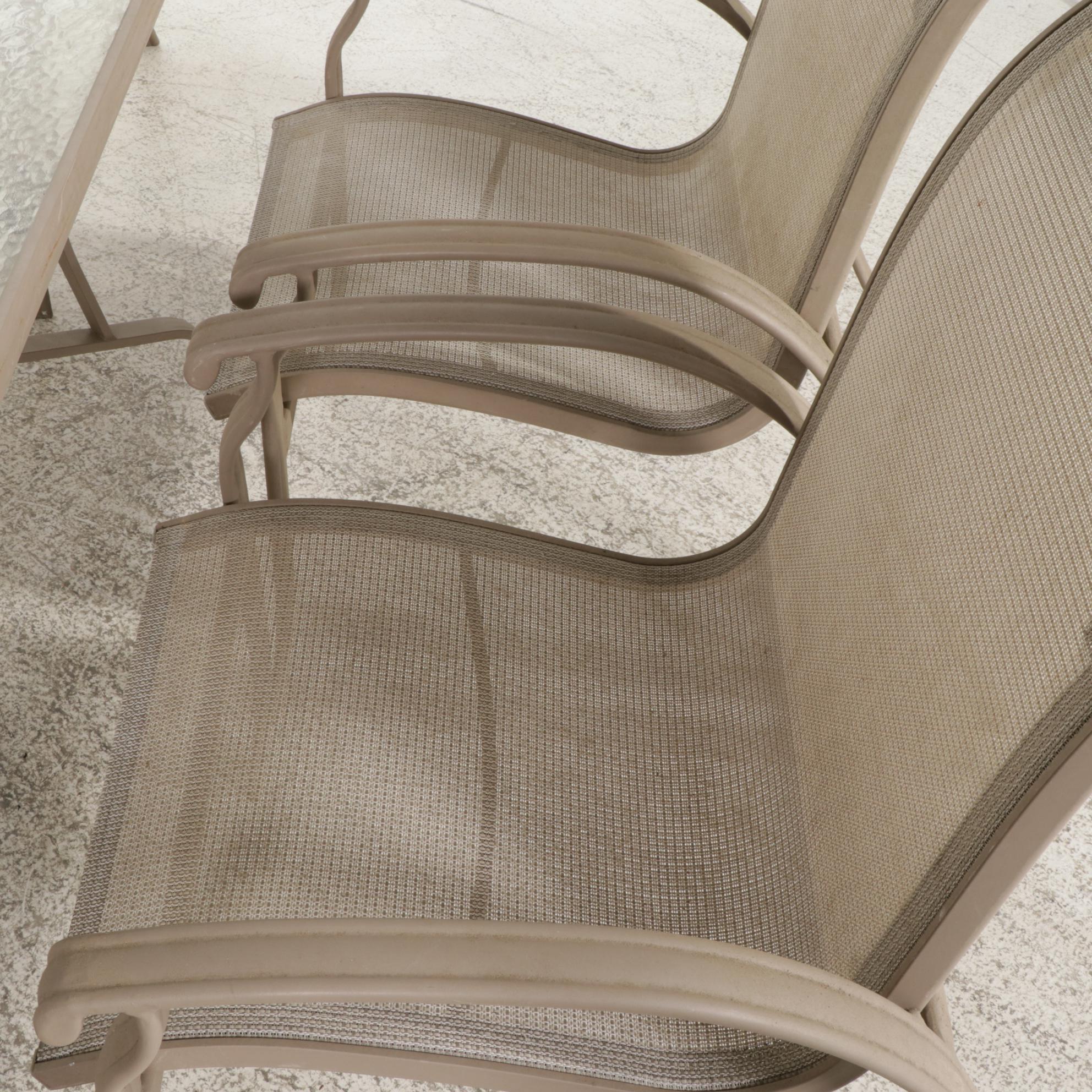 Seven-Piece Aluminum Frame Patio Dining Set With Umbrella