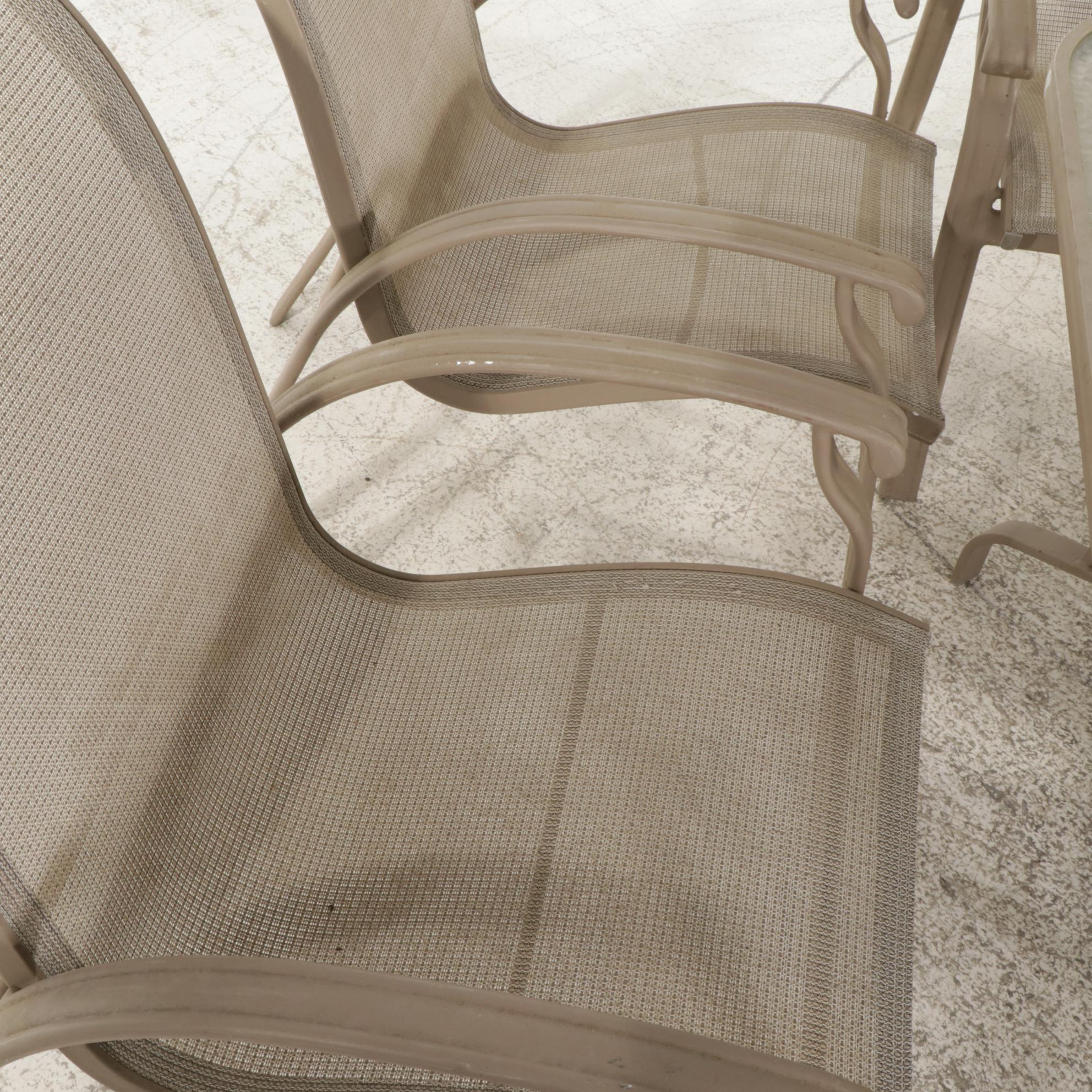 Seven-Piece Aluminum Frame Patio Dining Set With Umbrella