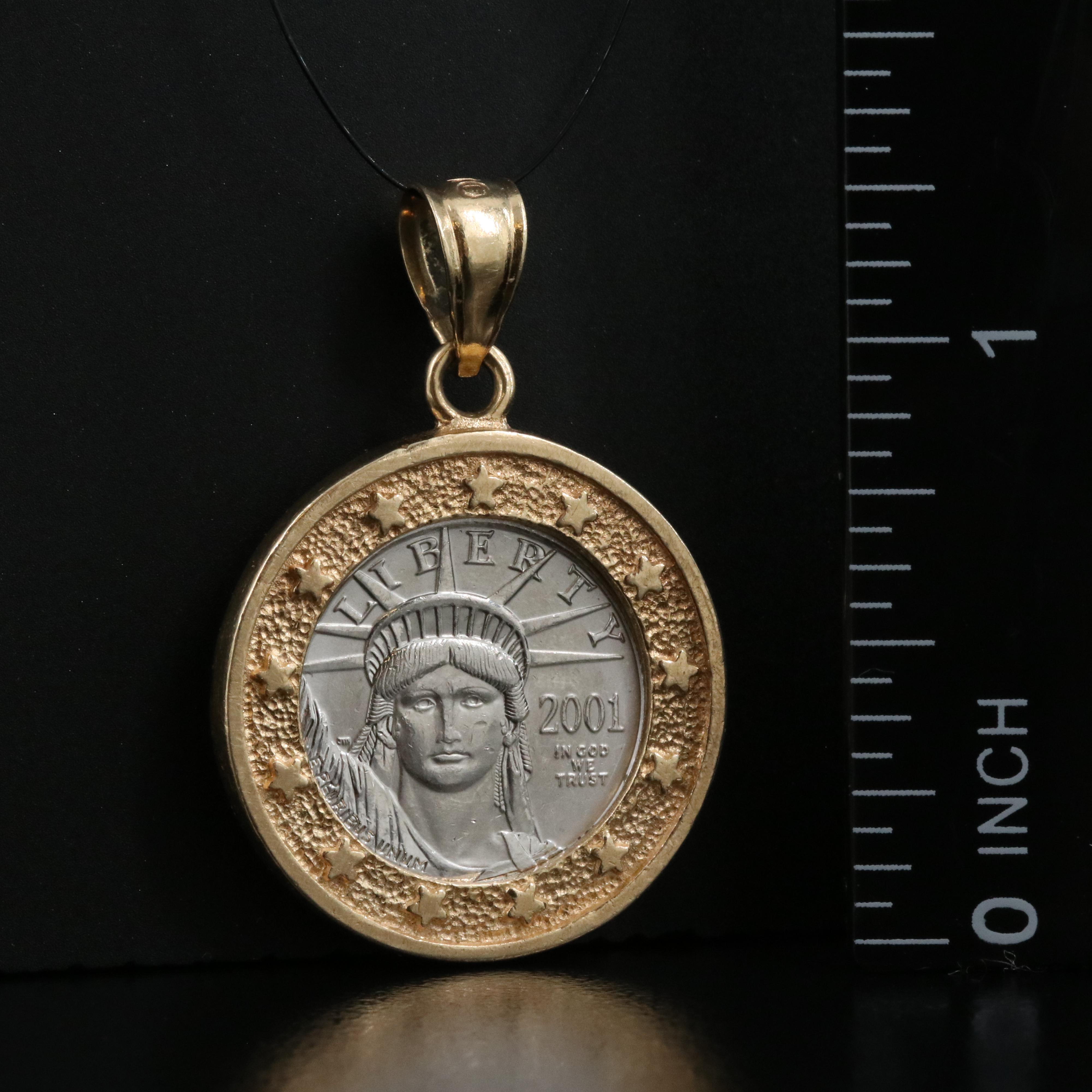 14K Pendant with 2001 1/10th Oz. Platinum Eagle Bullion Coin