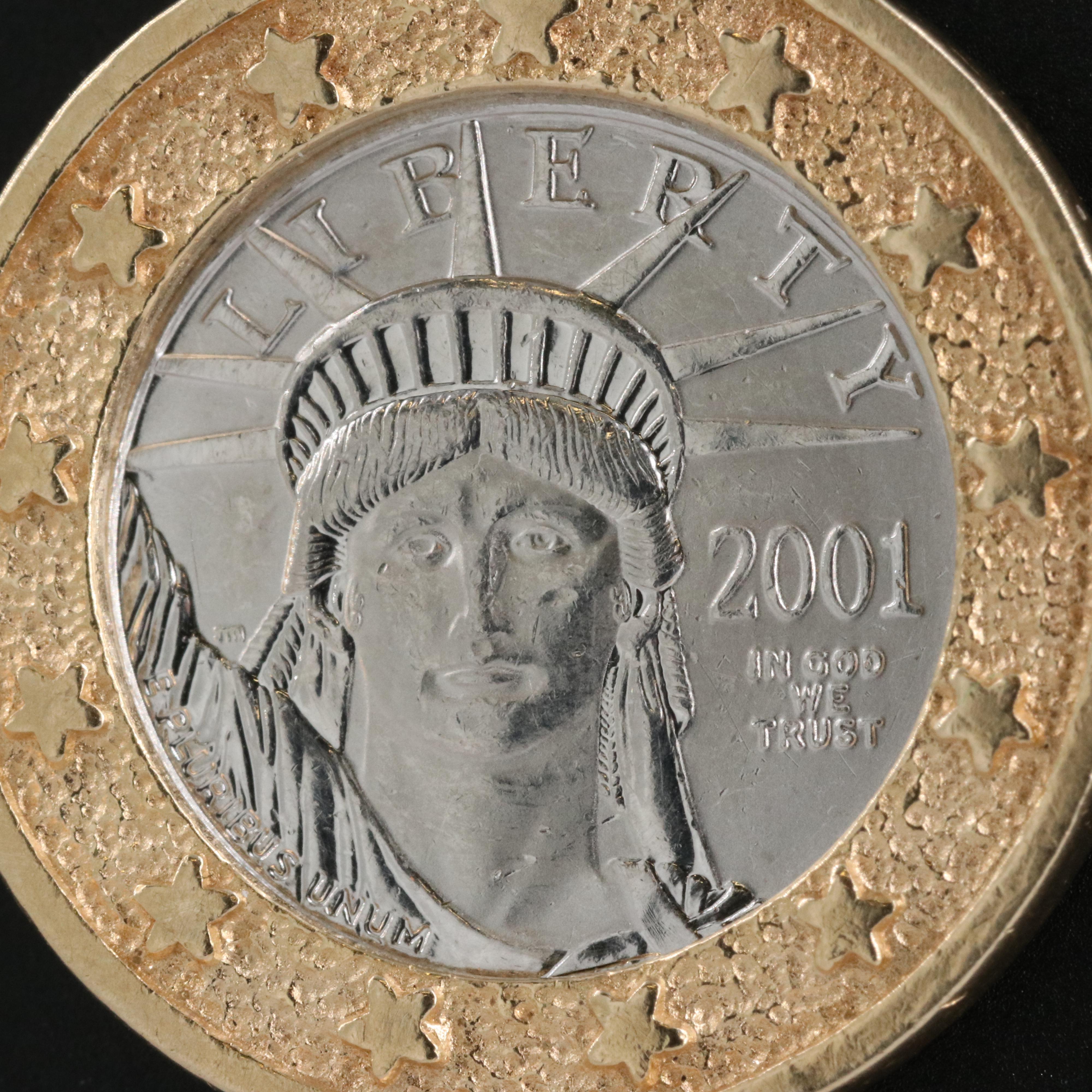 14K Pendant with 2001 1/10th Oz. Platinum Eagle Bullion Coin