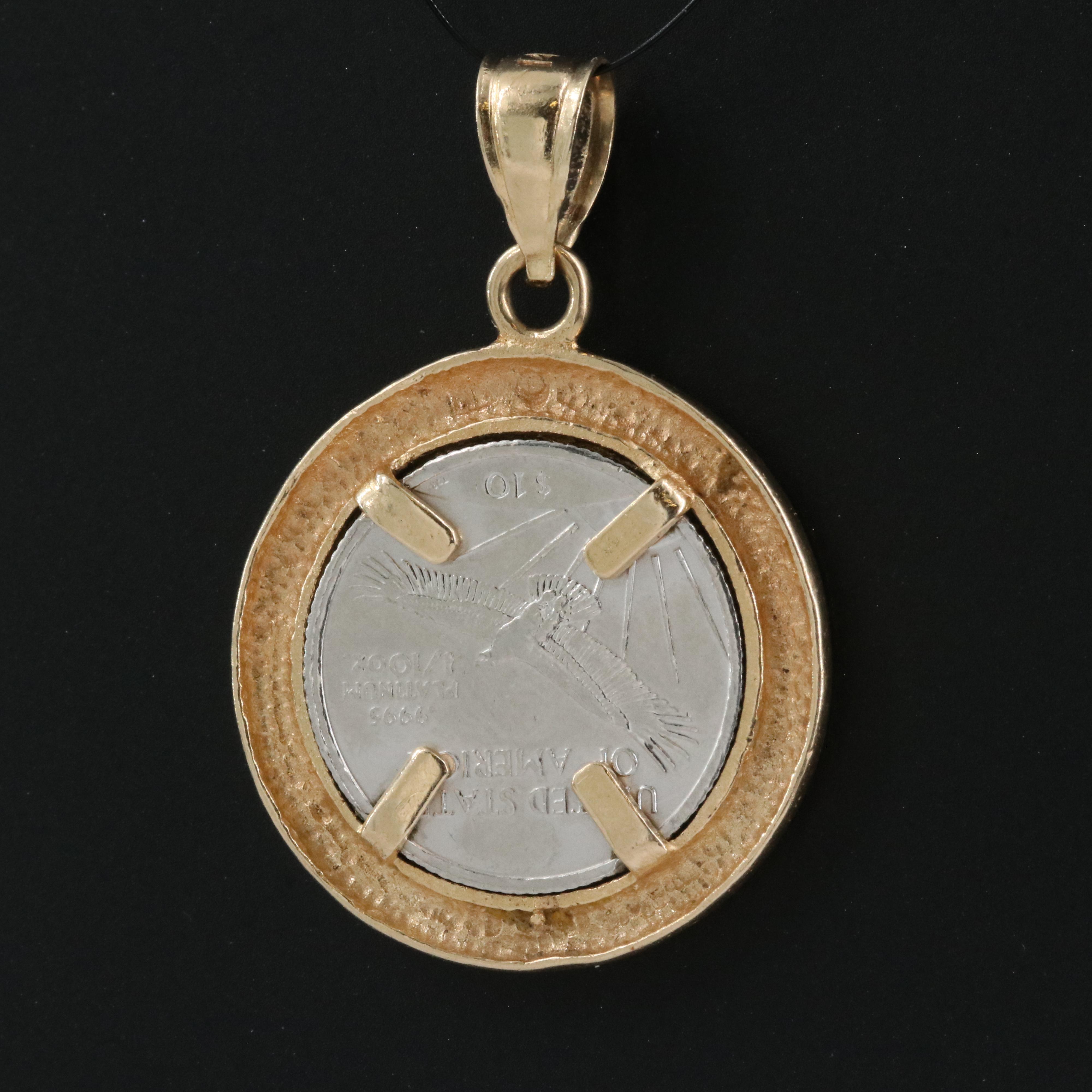 14K Pendant with 2001 1/10th Oz. Platinum Eagle Bullion Coin