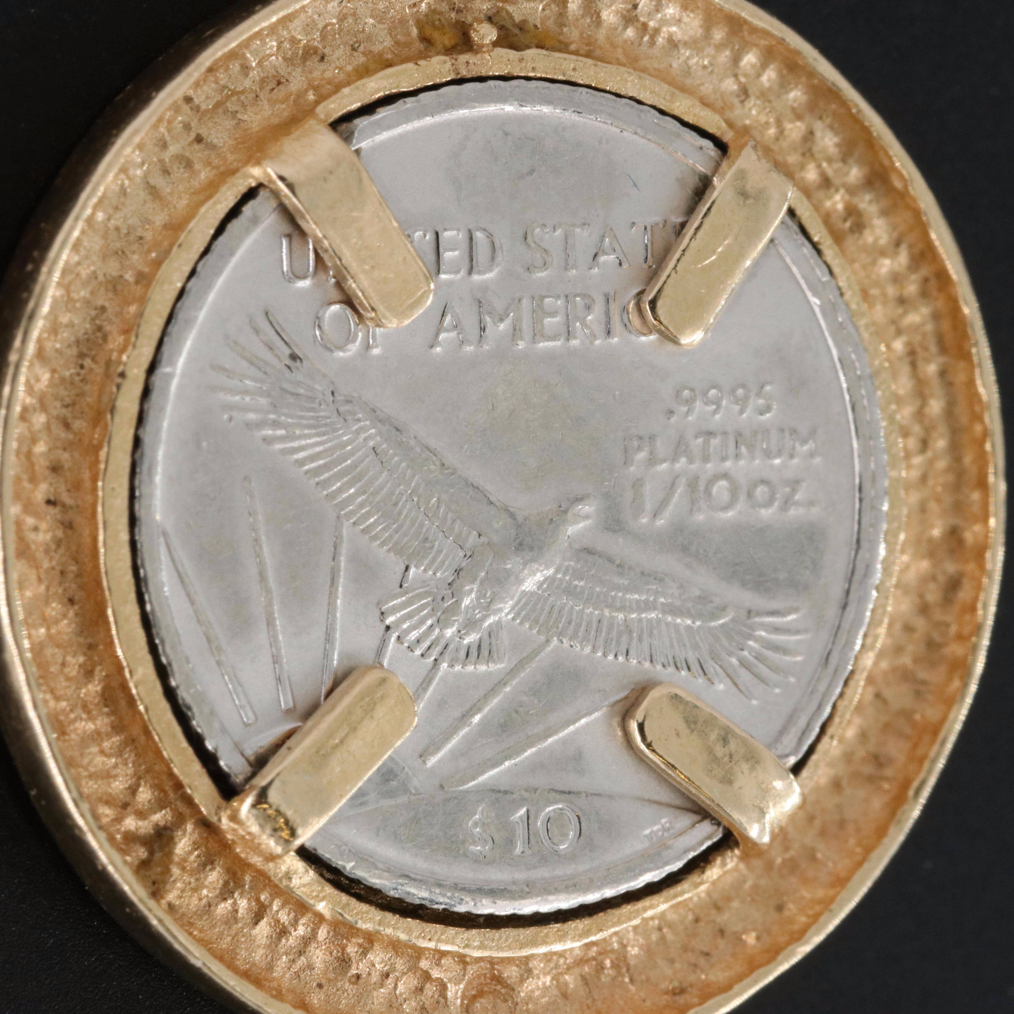 14K Pendant with 2001 1/10th Oz. Platinum Eagle Bullion Coin