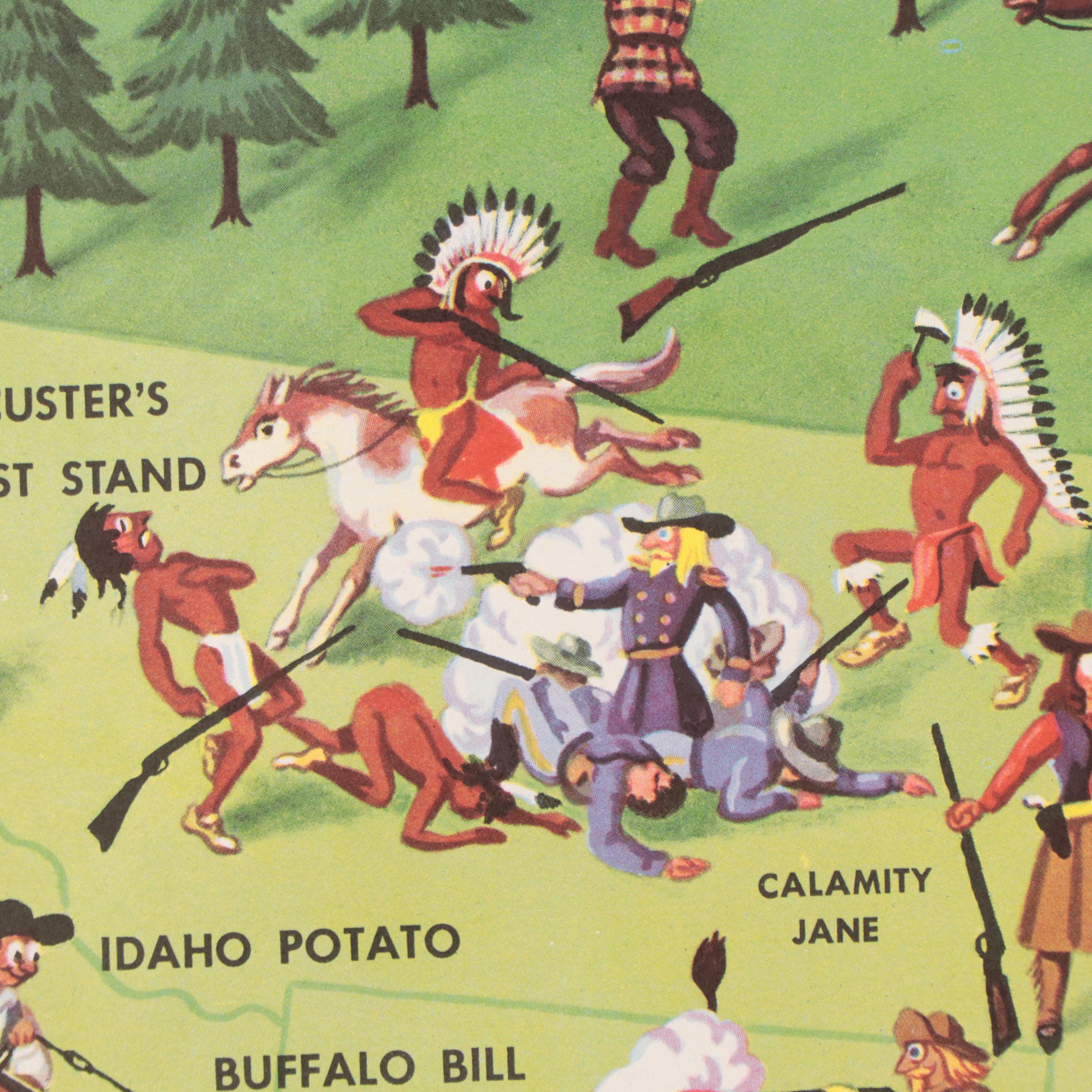 Offset Lithograph Map After John Dukes McKee "American Folklore Legends"