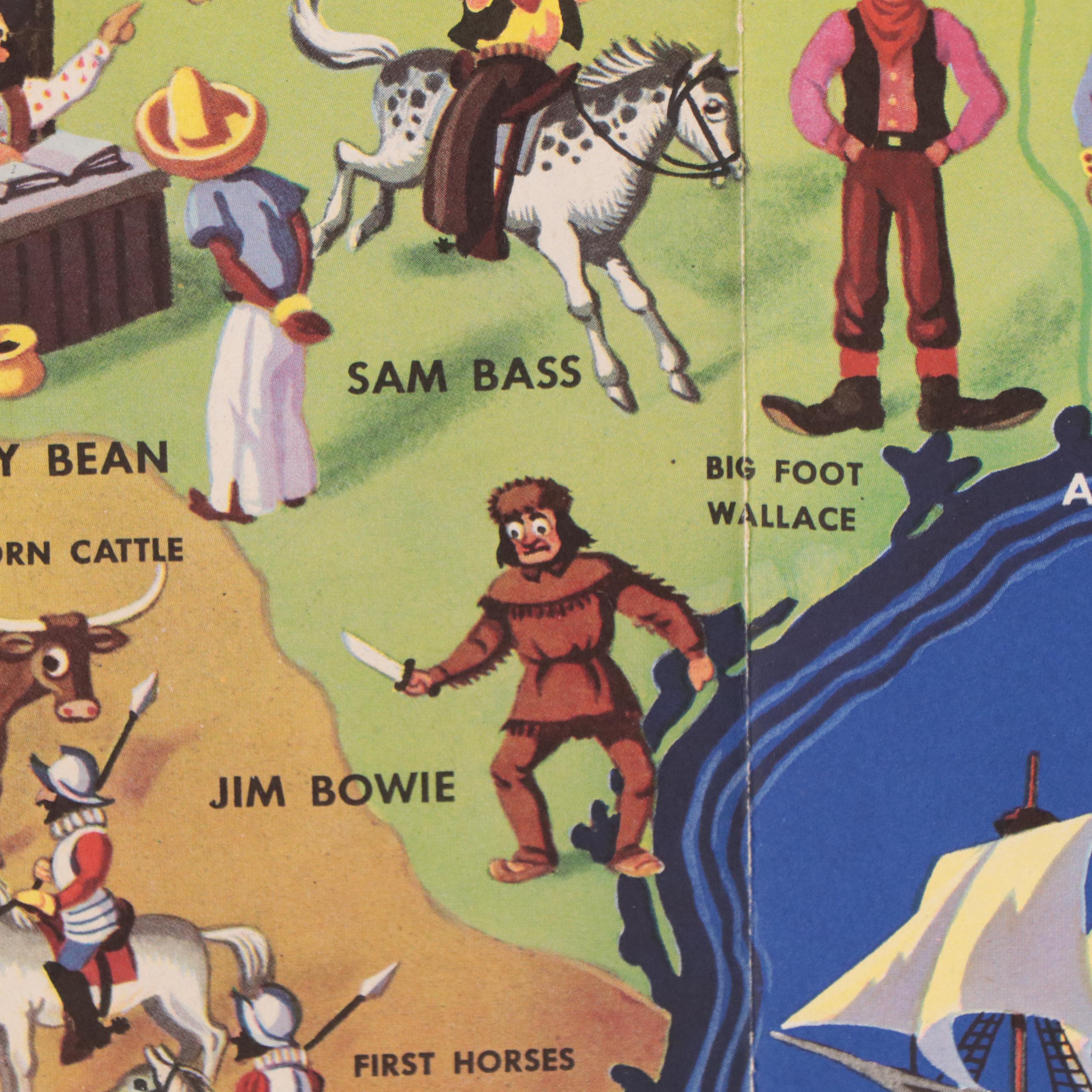 Offset Lithograph Map After John Dukes McKee "American Folklore Legends"