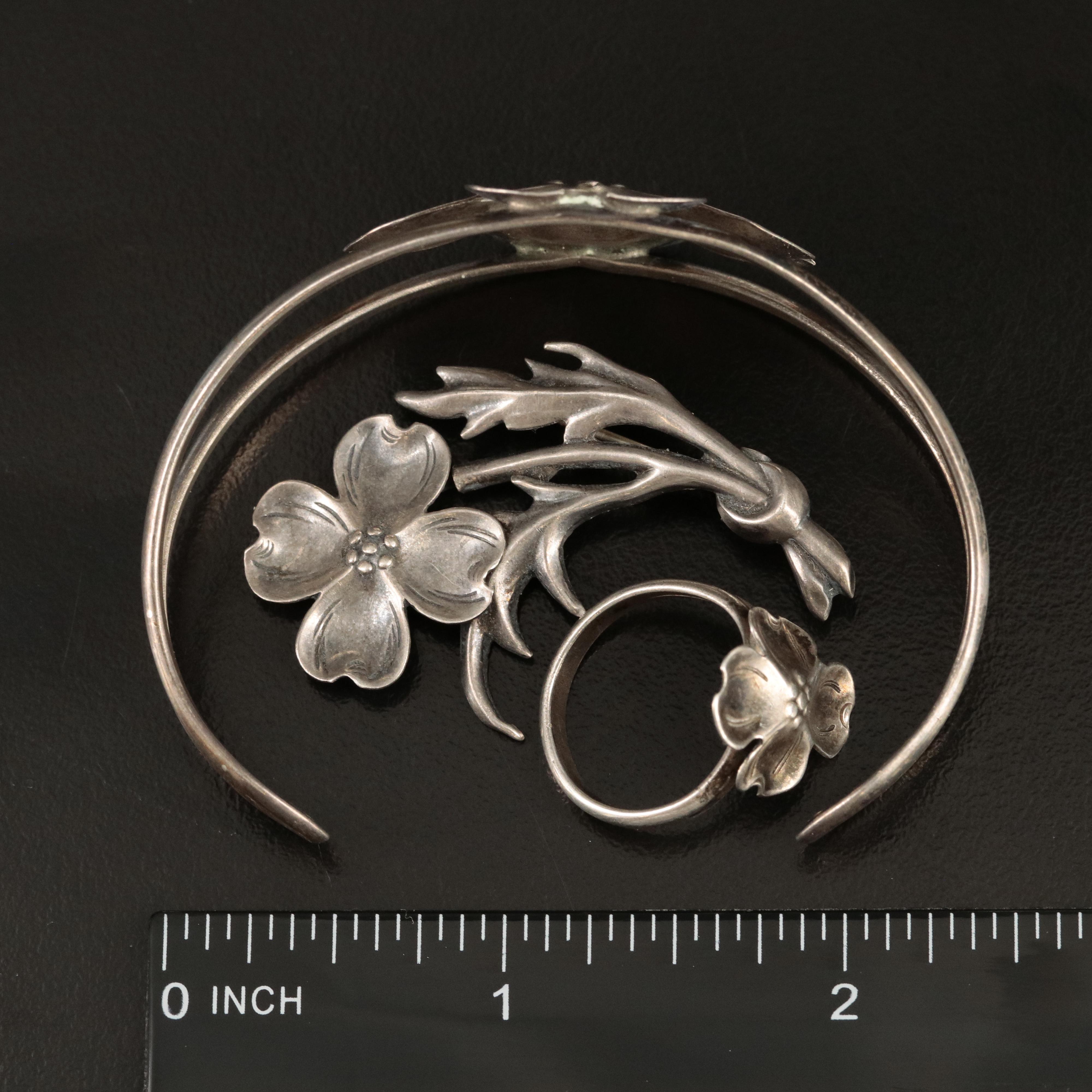 Vintage Sterling Dogwood Flower Jewelry Featuring Stuart Nye