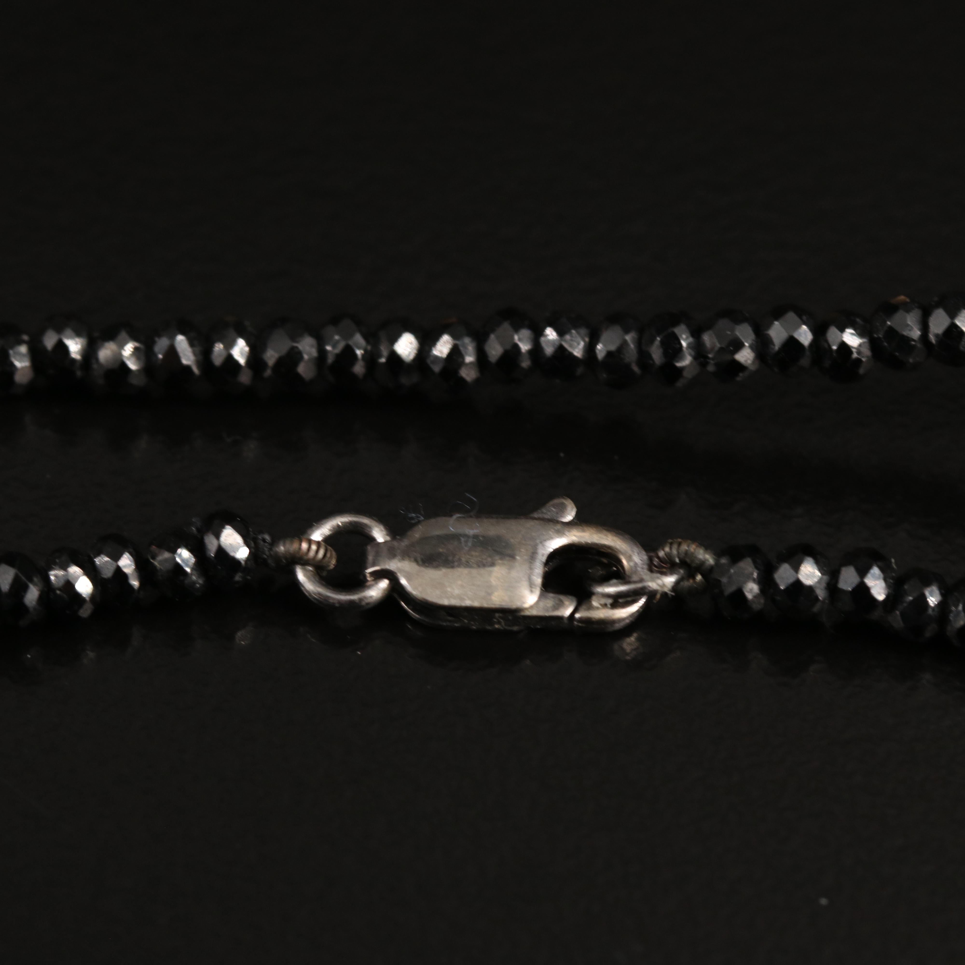Pearl and Black Spinel Station Necklace with 18K Clasp