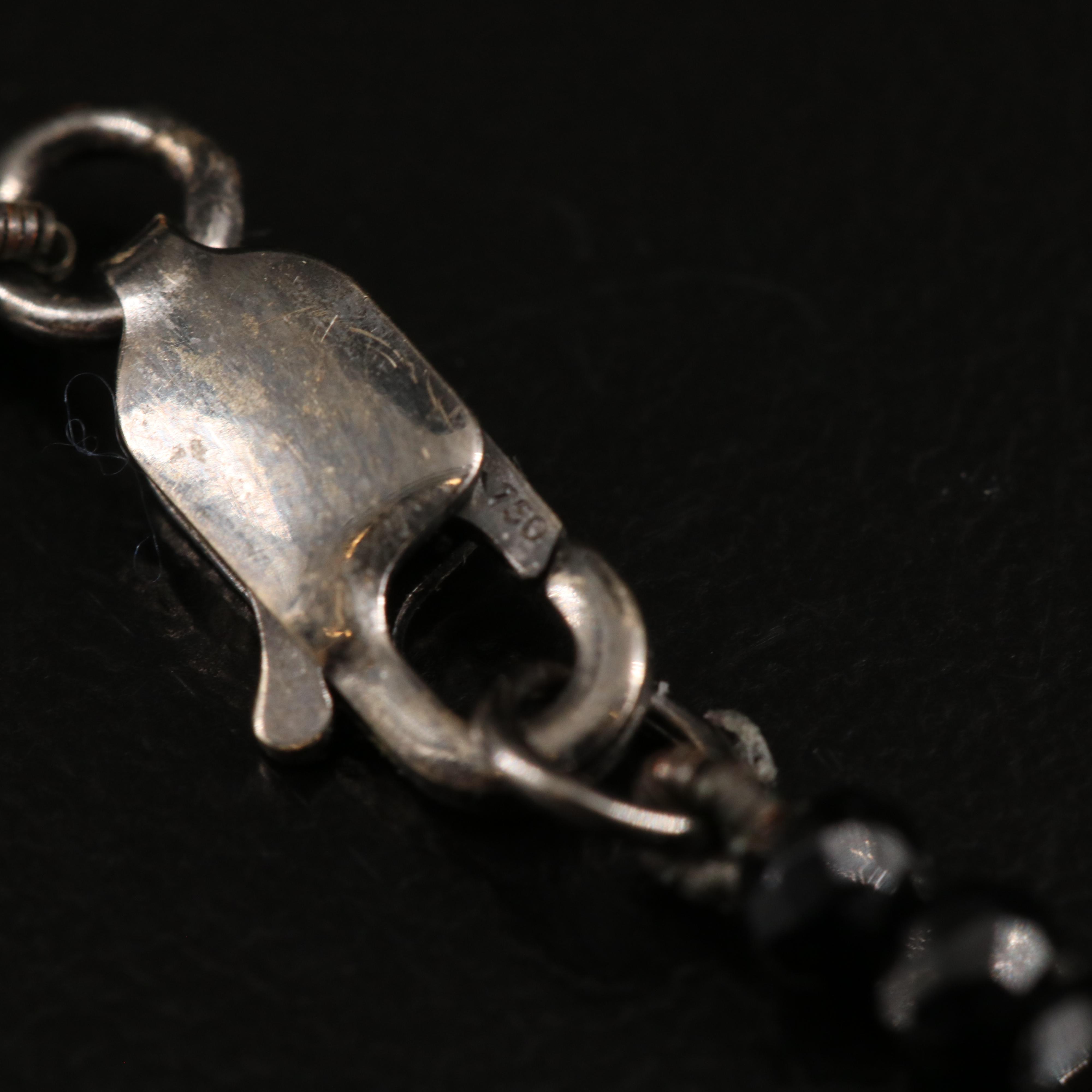 Pearl and Black Spinel Station Necklace with 18K Clasp