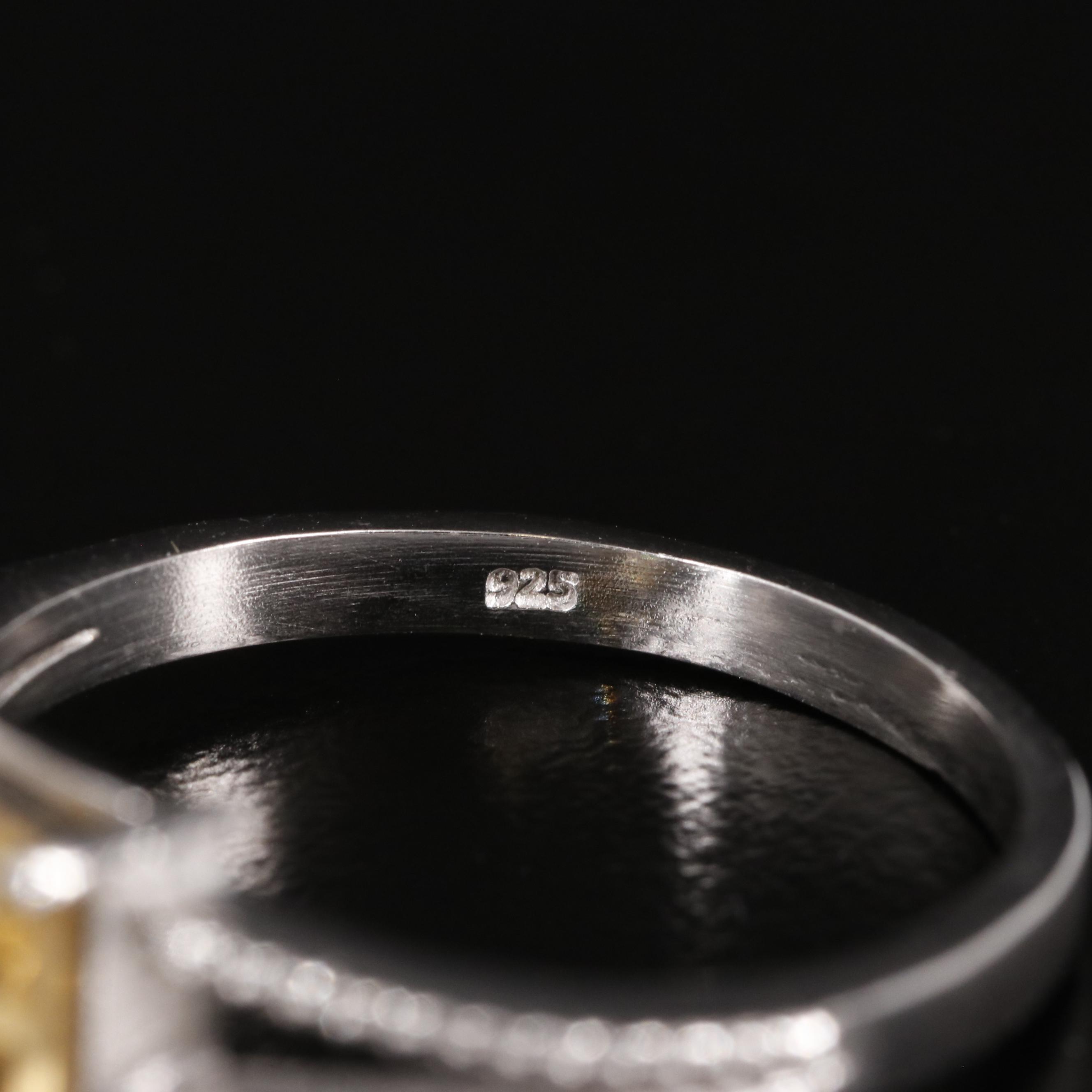 Sterling Citrine Ring with Diamond Accents