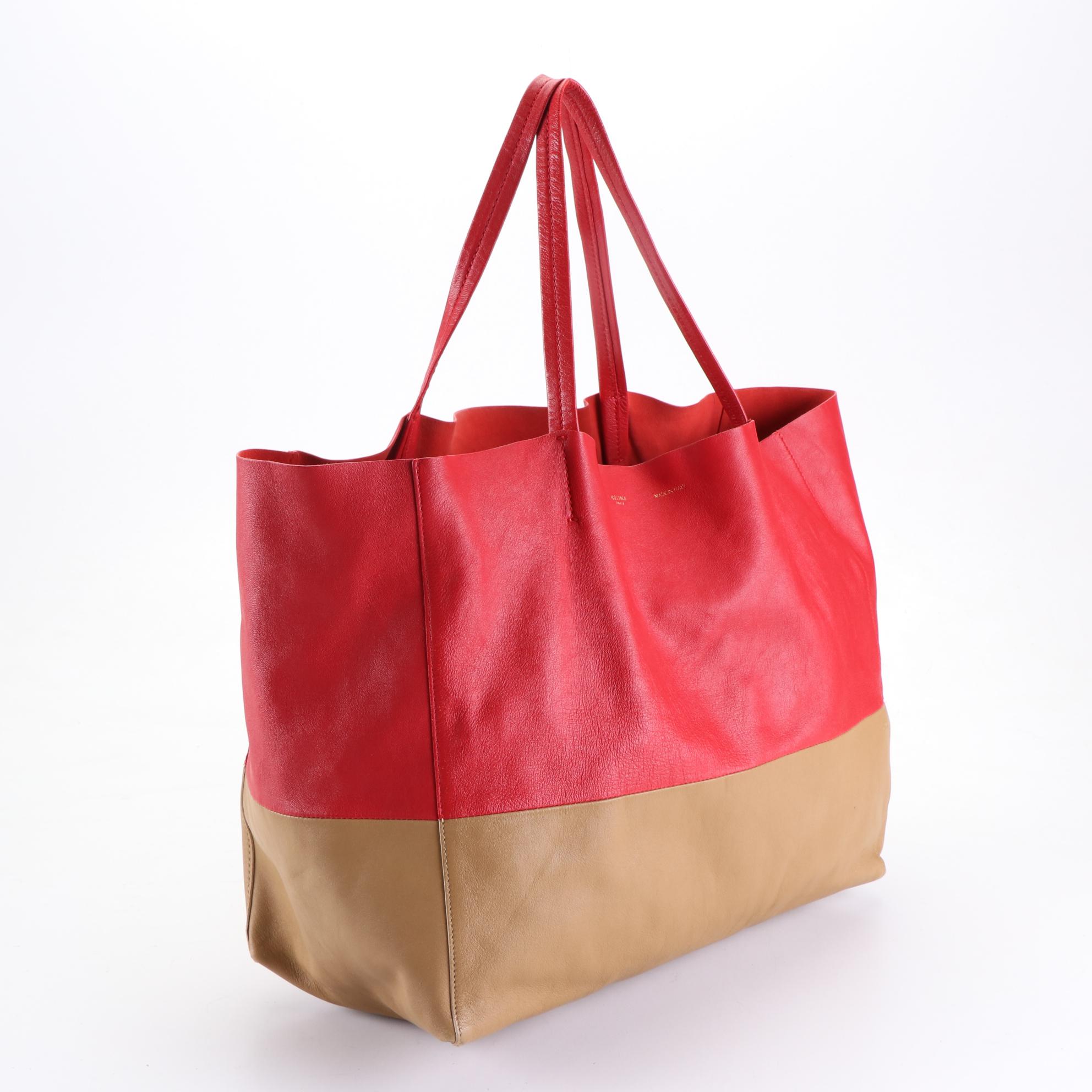 Céline Horizontal Bicolor Cabas Tote in Lambskin Leather