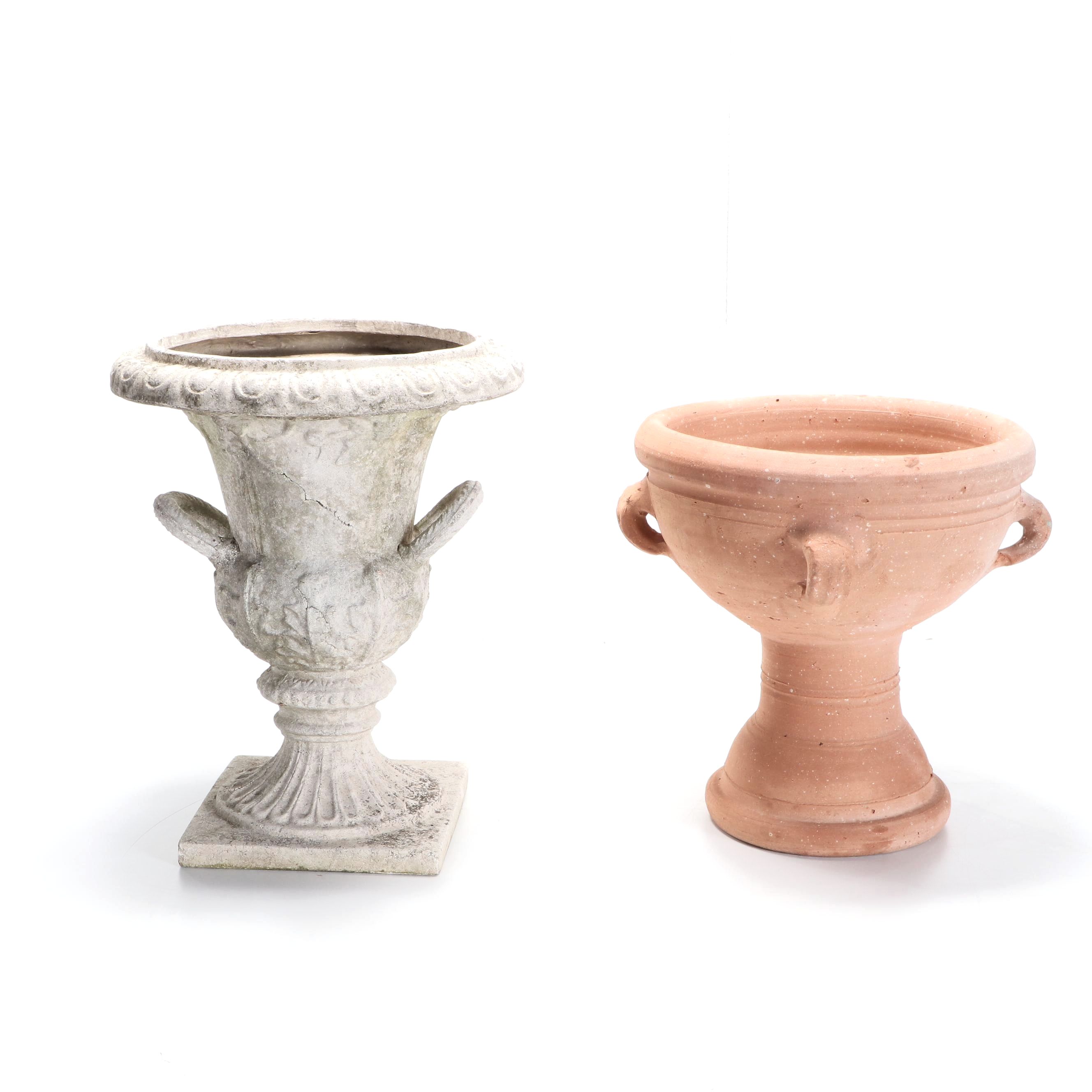 Ceramic and Fiberglass Faux Stone Garden Planters
