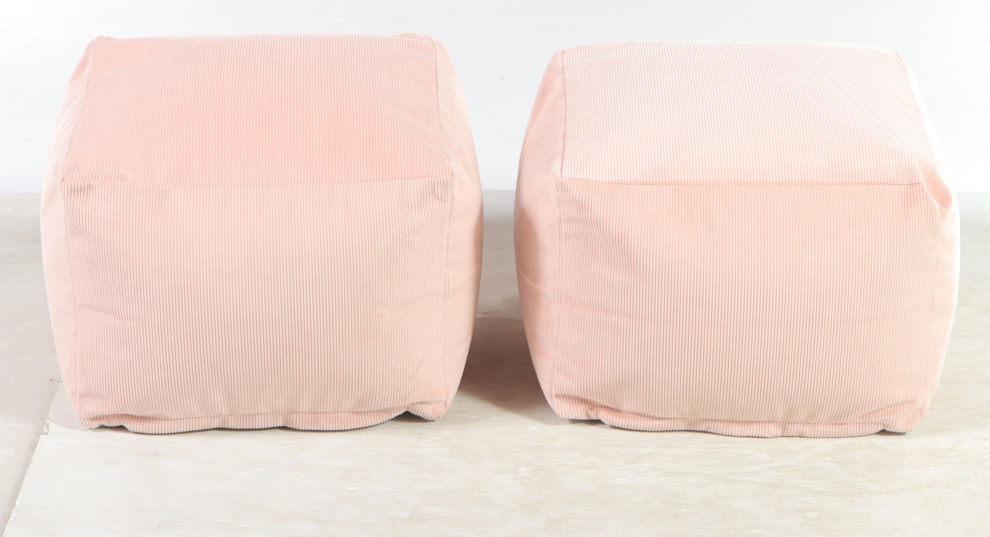 Four Room Essentials Blush Corduroy Structured Bean Bag Poufs