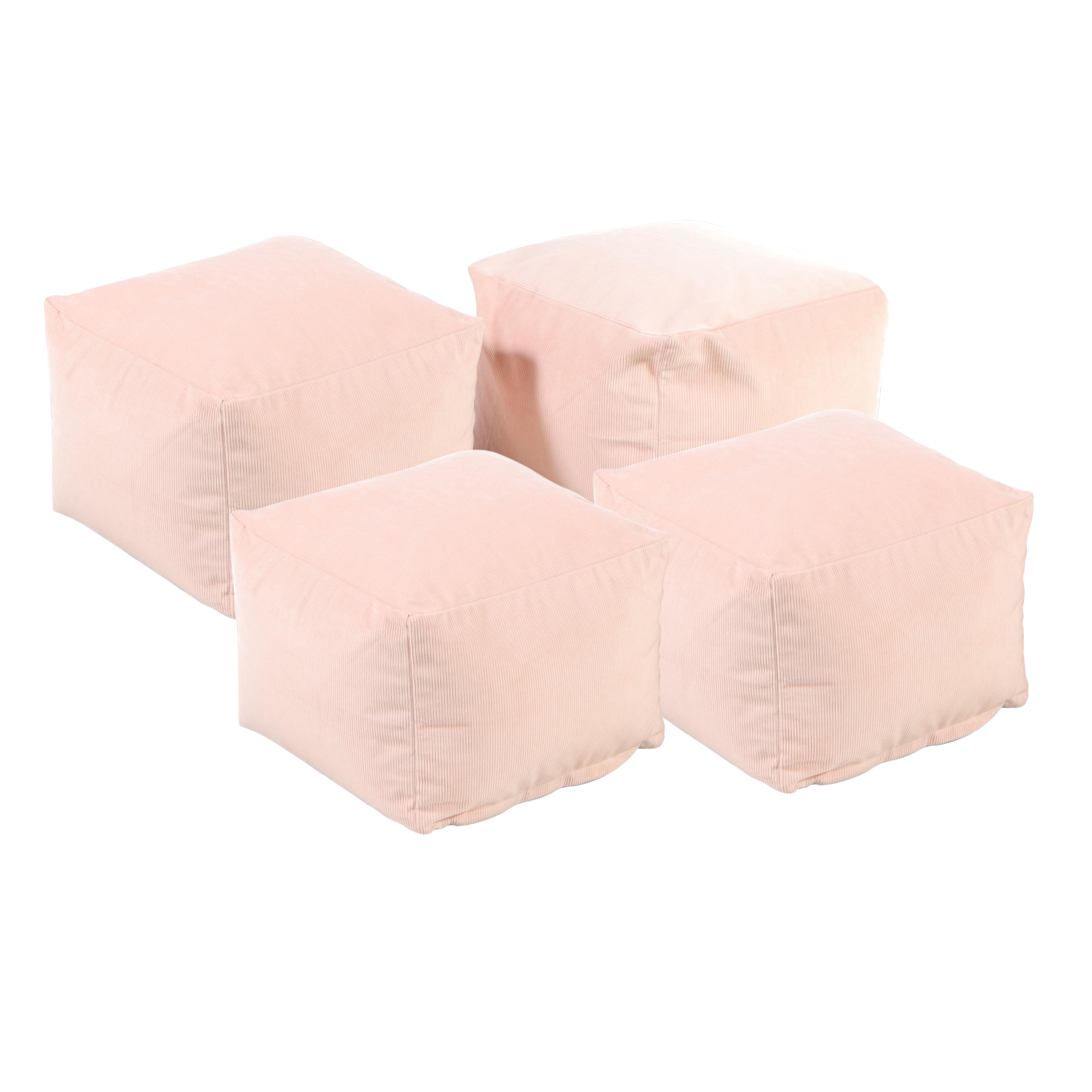 Four Room Essentials Blush Corduroy Structured Bean Bag Poufs