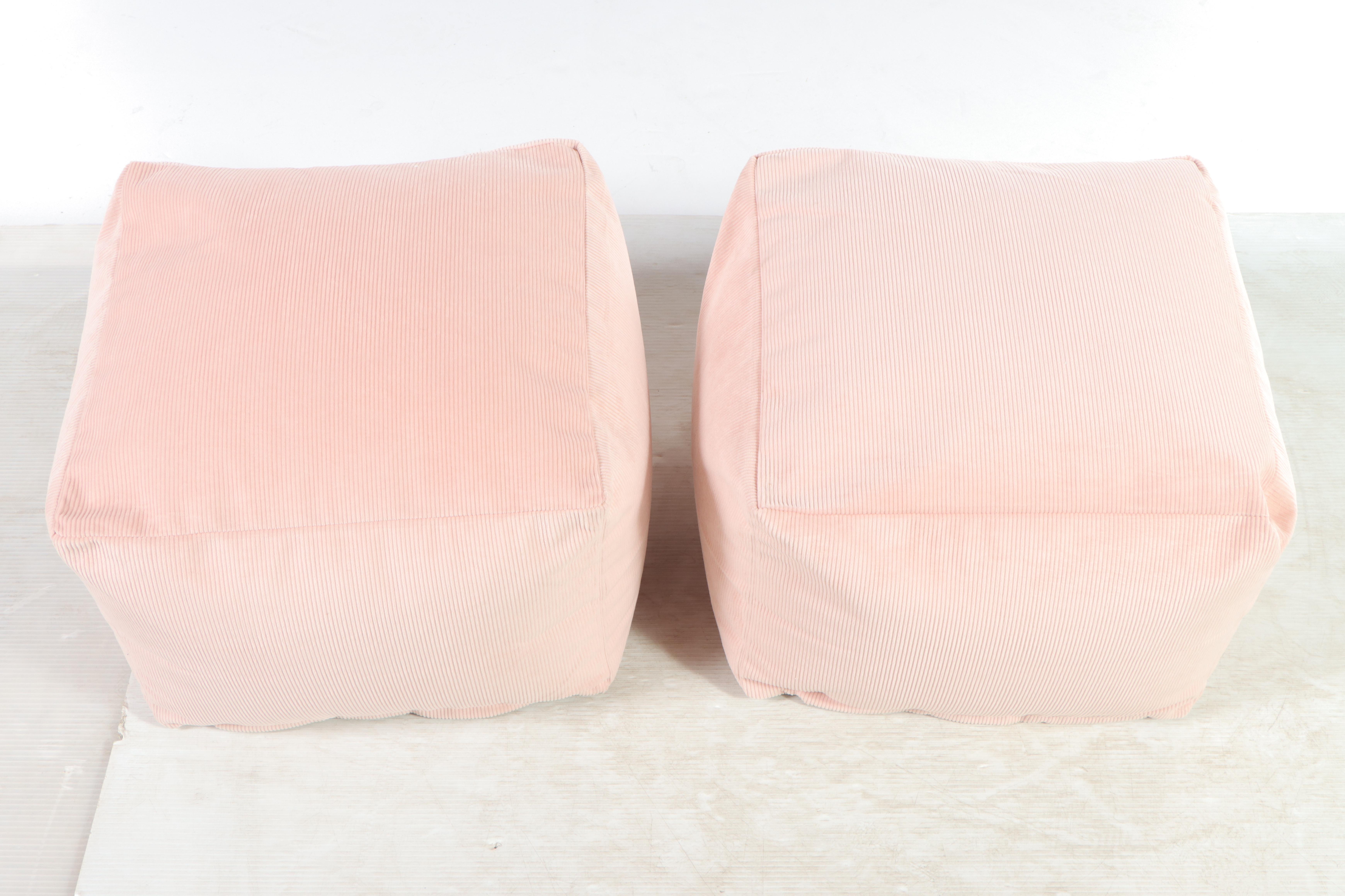 Four Room Essentials Blush Corduroy Structured Bean Bag Poufs