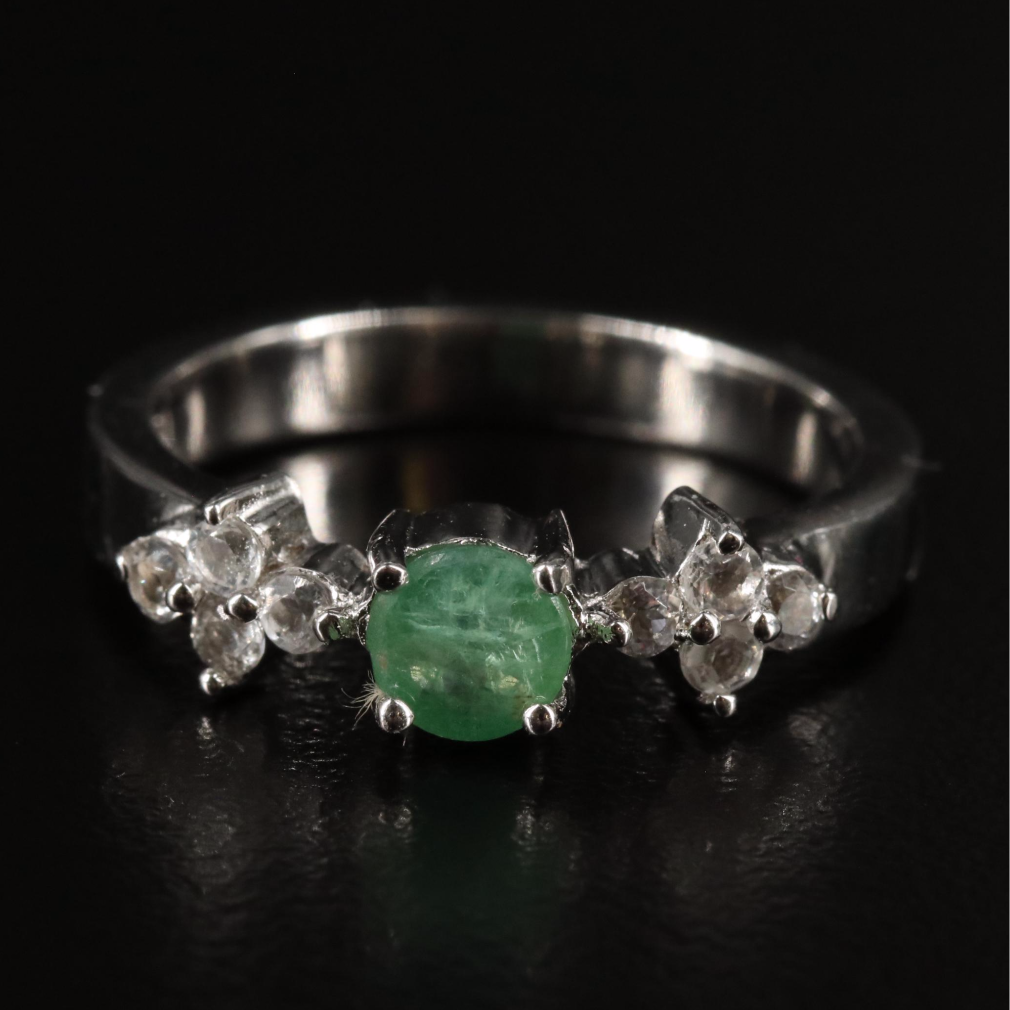 Sterling Emerald and White Topaz Ring