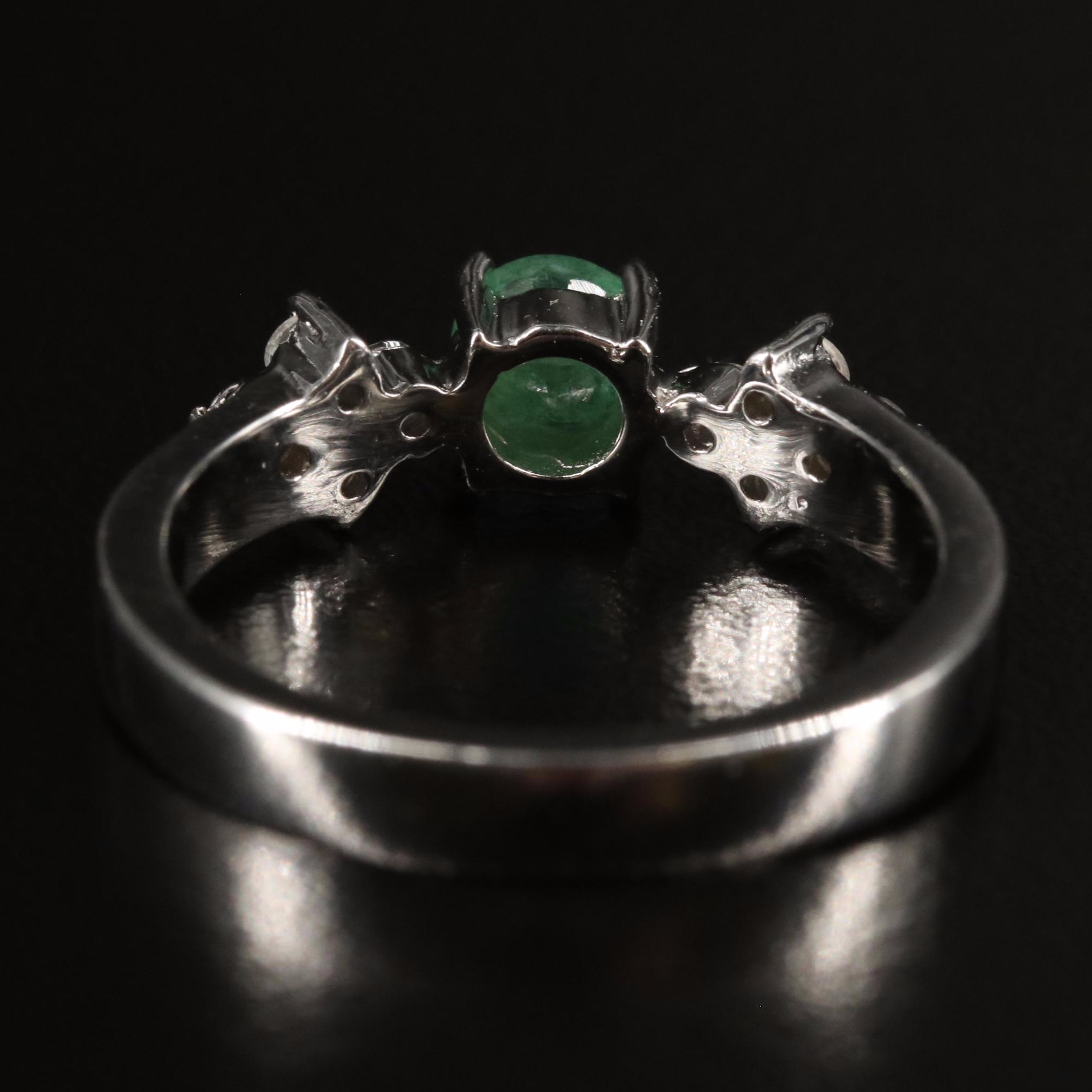 Sterling Emerald and White Topaz Ring