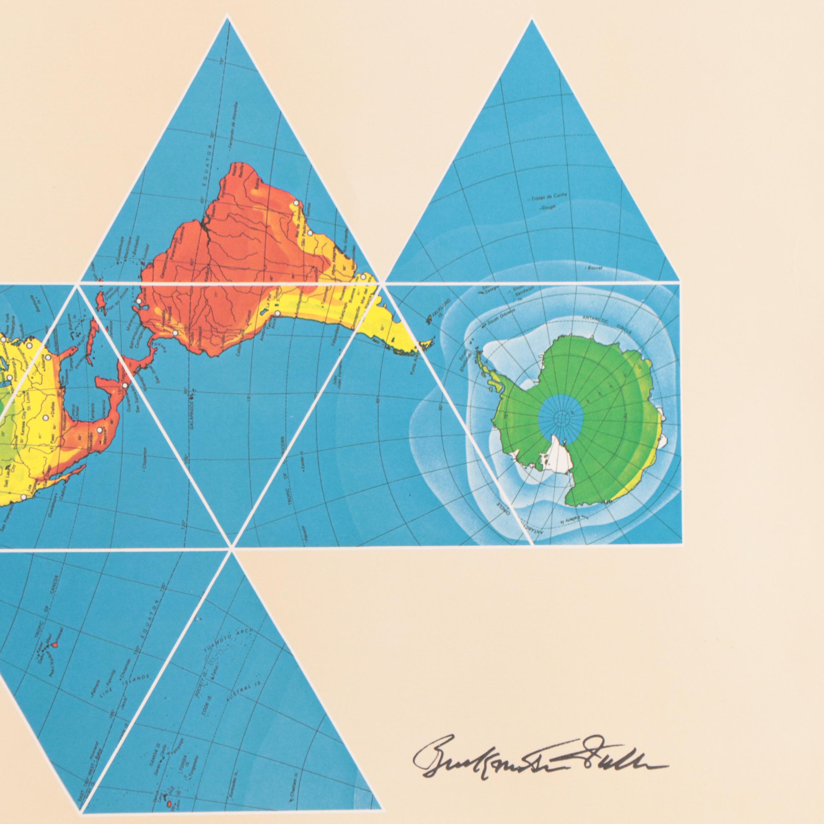 Buckminster Fuller Halftone Map "Dymaxion Airocean World Map," 1979