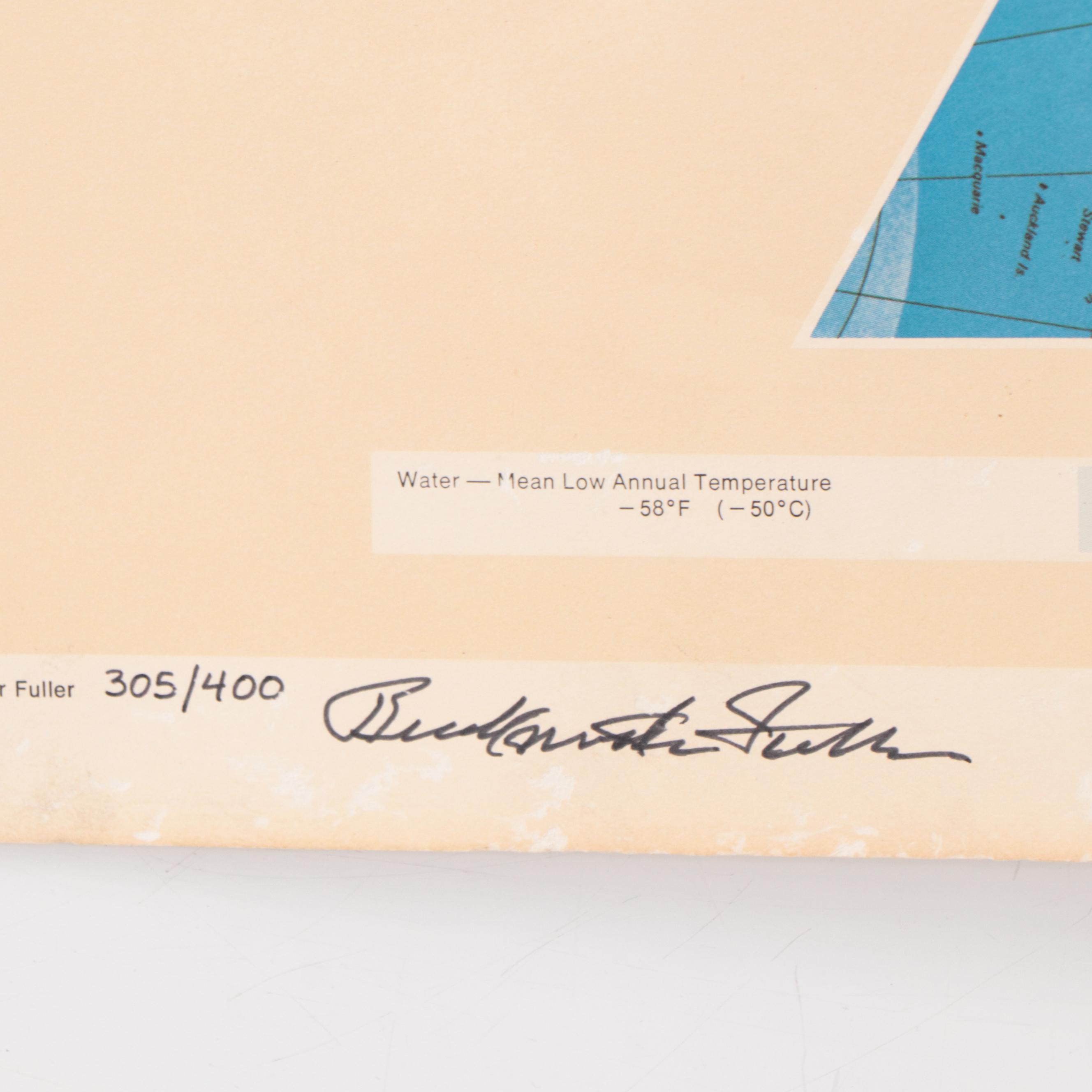 Buckminster Fuller Halftone Map "Dymaxion Airocean World Map," 1979