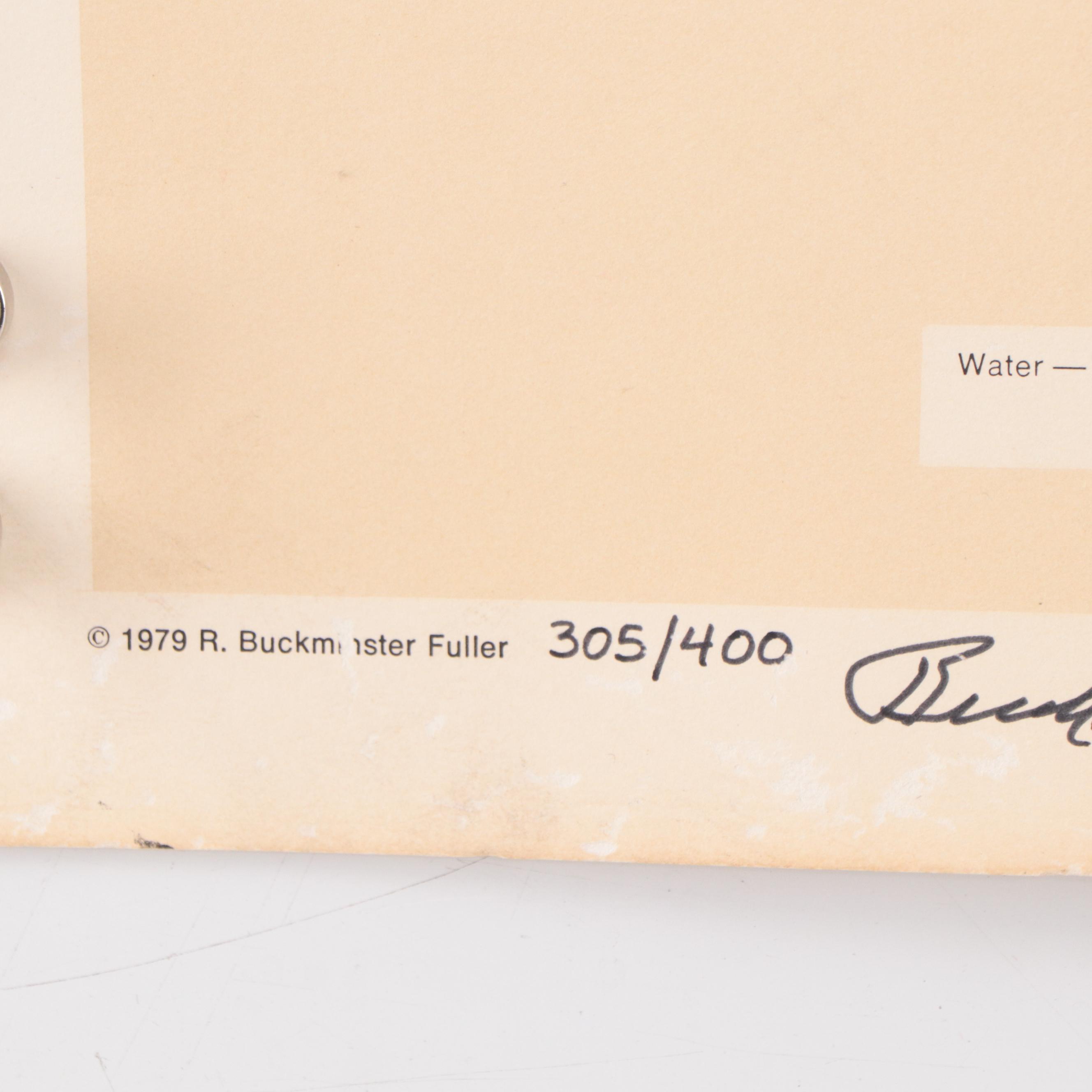 Buckminster Fuller Halftone Map "Dymaxion Airocean World Map," 1979