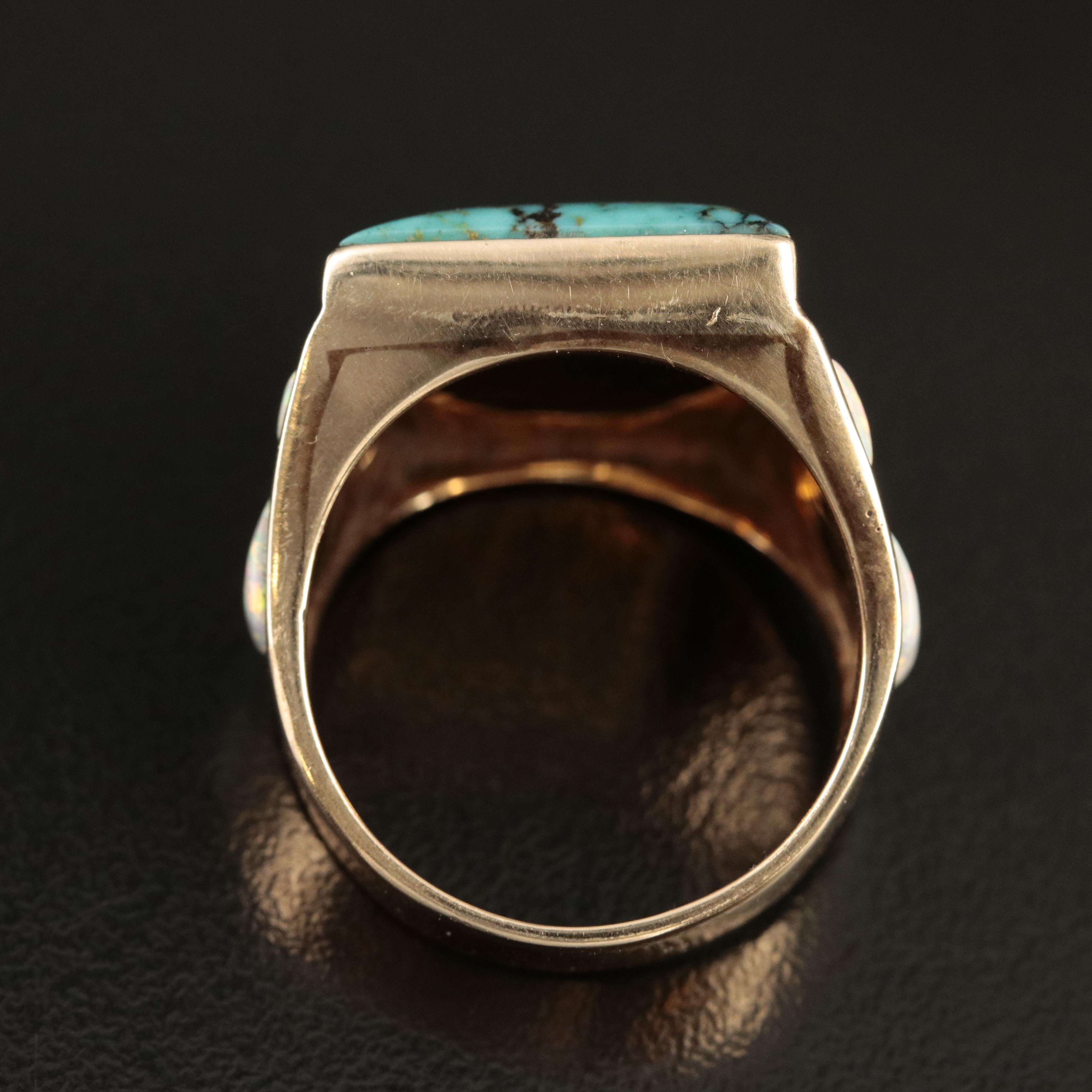 14K Turquoise and Opal Inlay Ring
