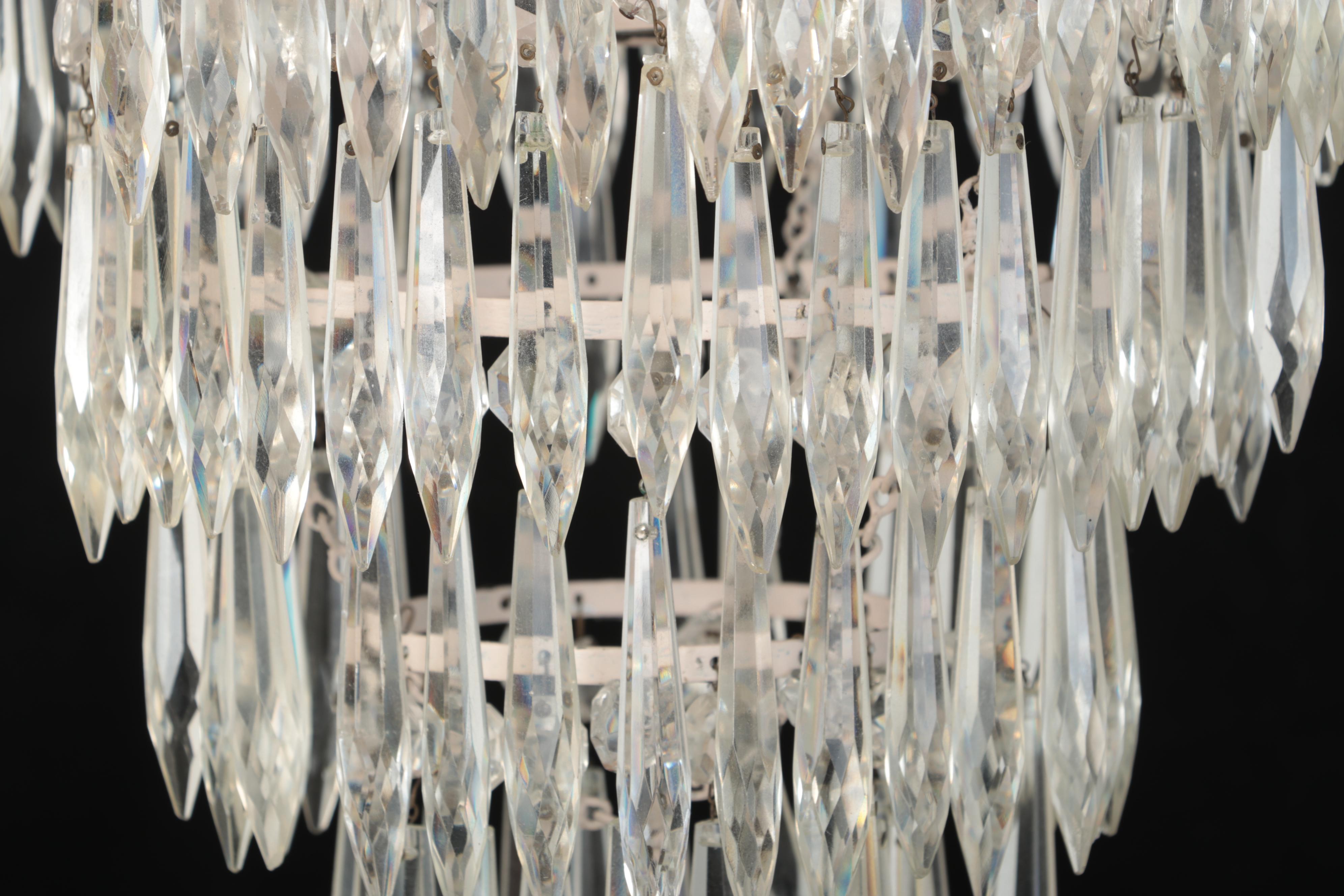 Neoclassical Style Glass Prism Pendant and Ceiling Medallion, Vintage