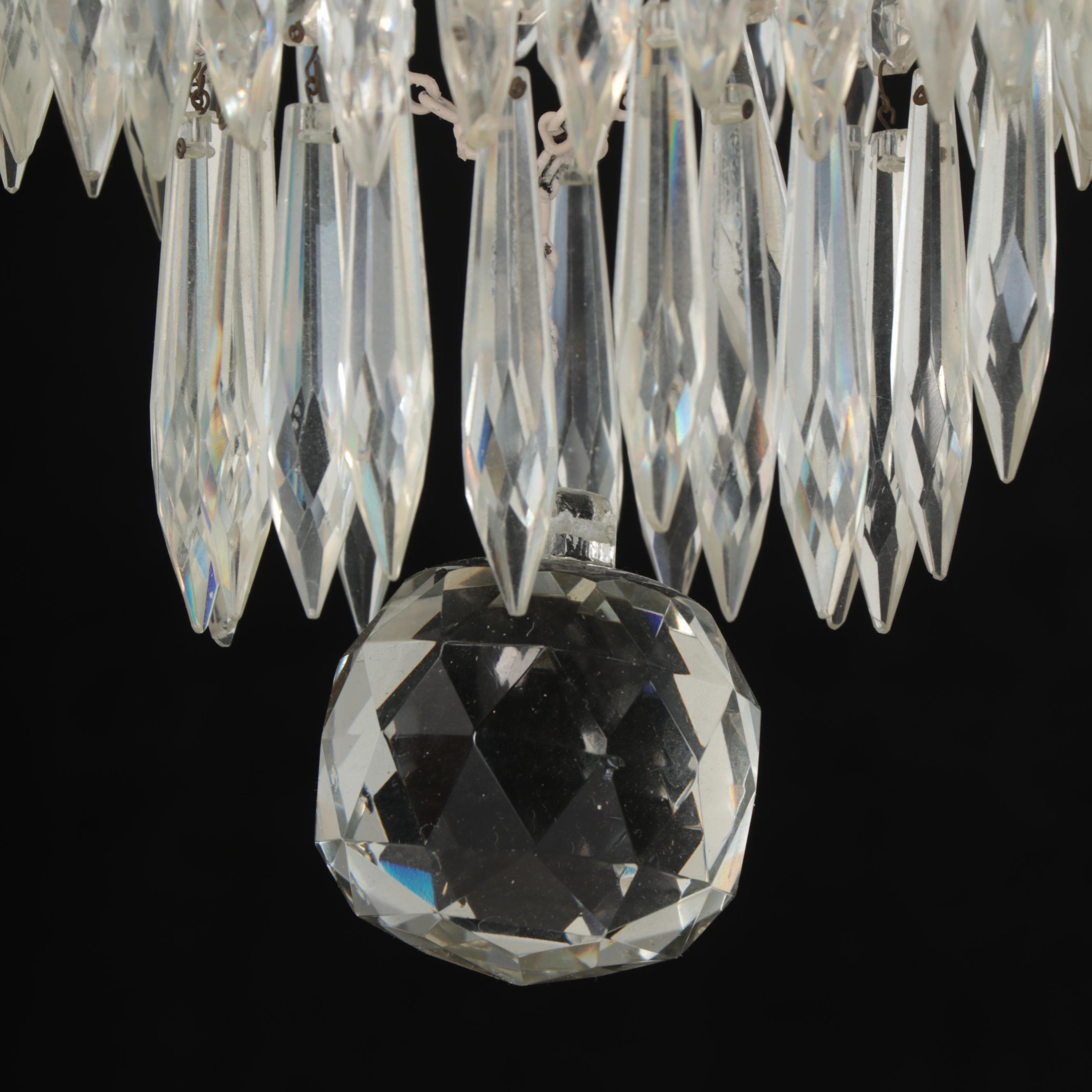 Neoclassical Style Glass Prism Pendant and Ceiling Medallion, Vintage
