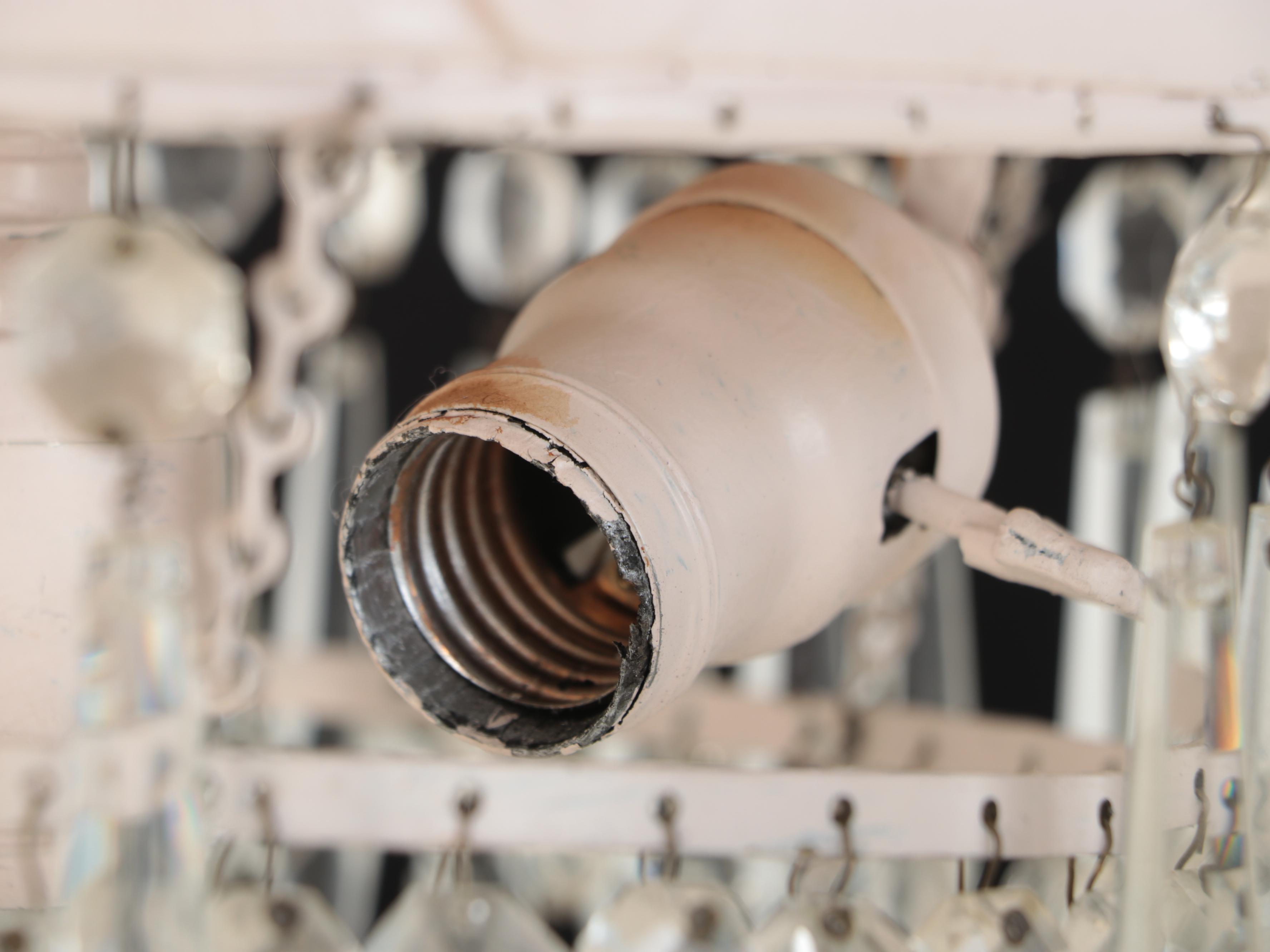 Neoclassical Style Glass Prism Pendant and Ceiling Medallion, Vintage