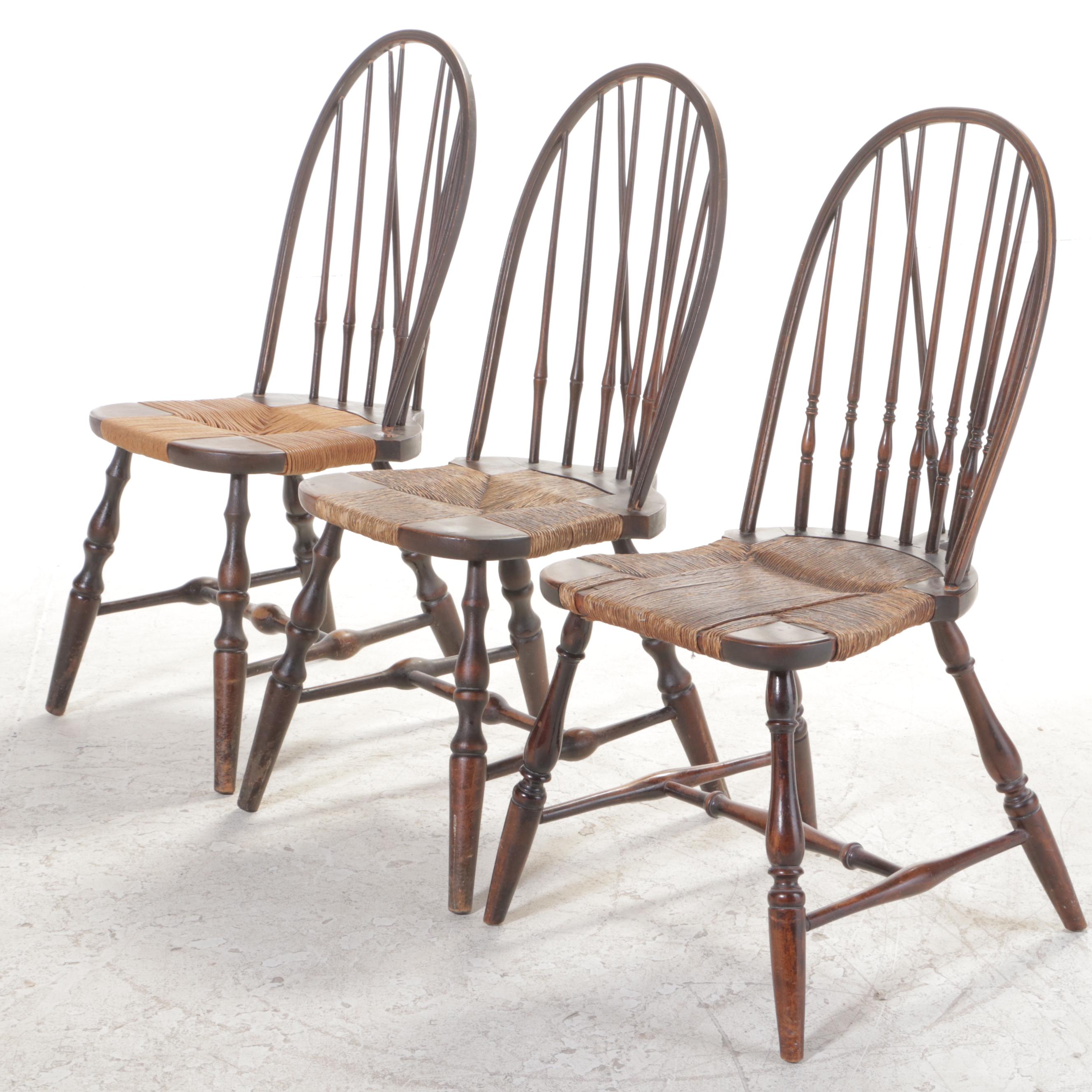 Four G. Henshaw & Sons Colonial Revival Brace-Back Windsor Dining Chairs