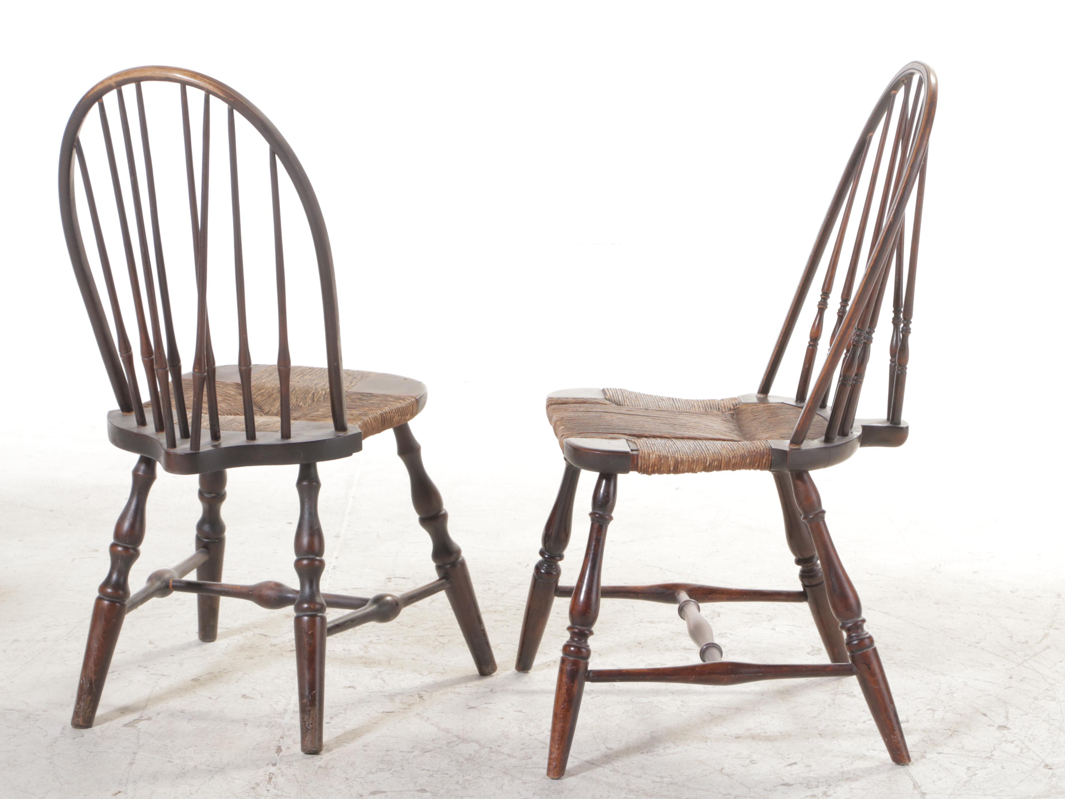 Four G. Henshaw & Sons Colonial Revival Brace-Back Windsor Dining Chairs