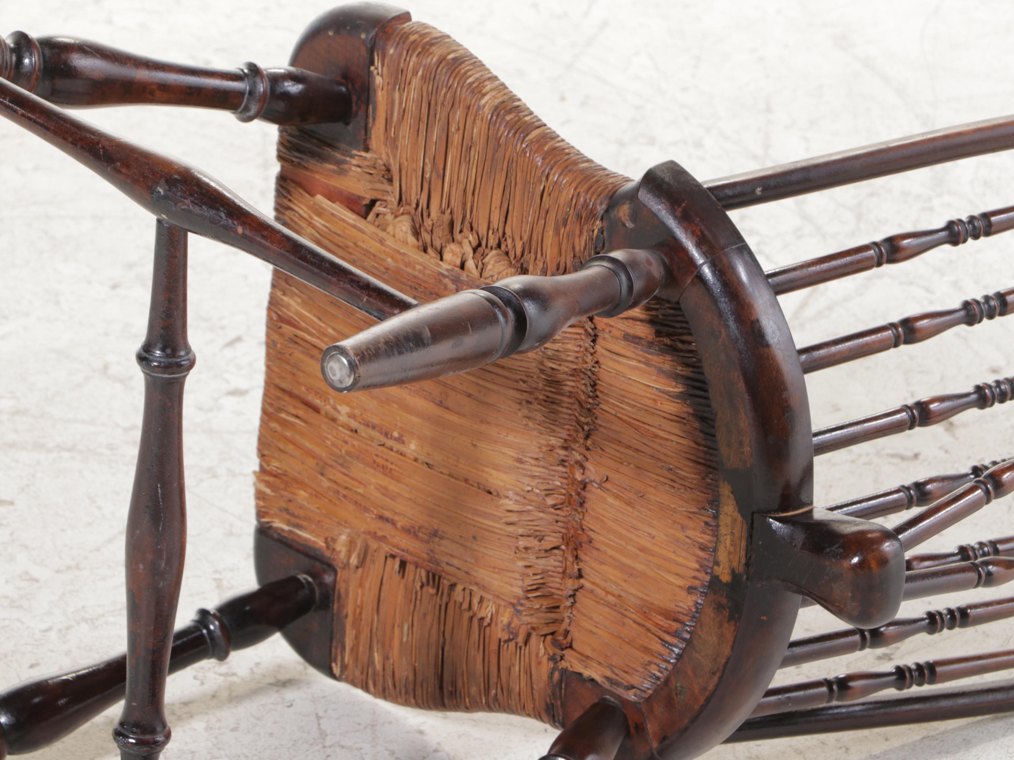 Four G. Henshaw & Sons Colonial Revival Brace-Back Windsor Dining Chairs