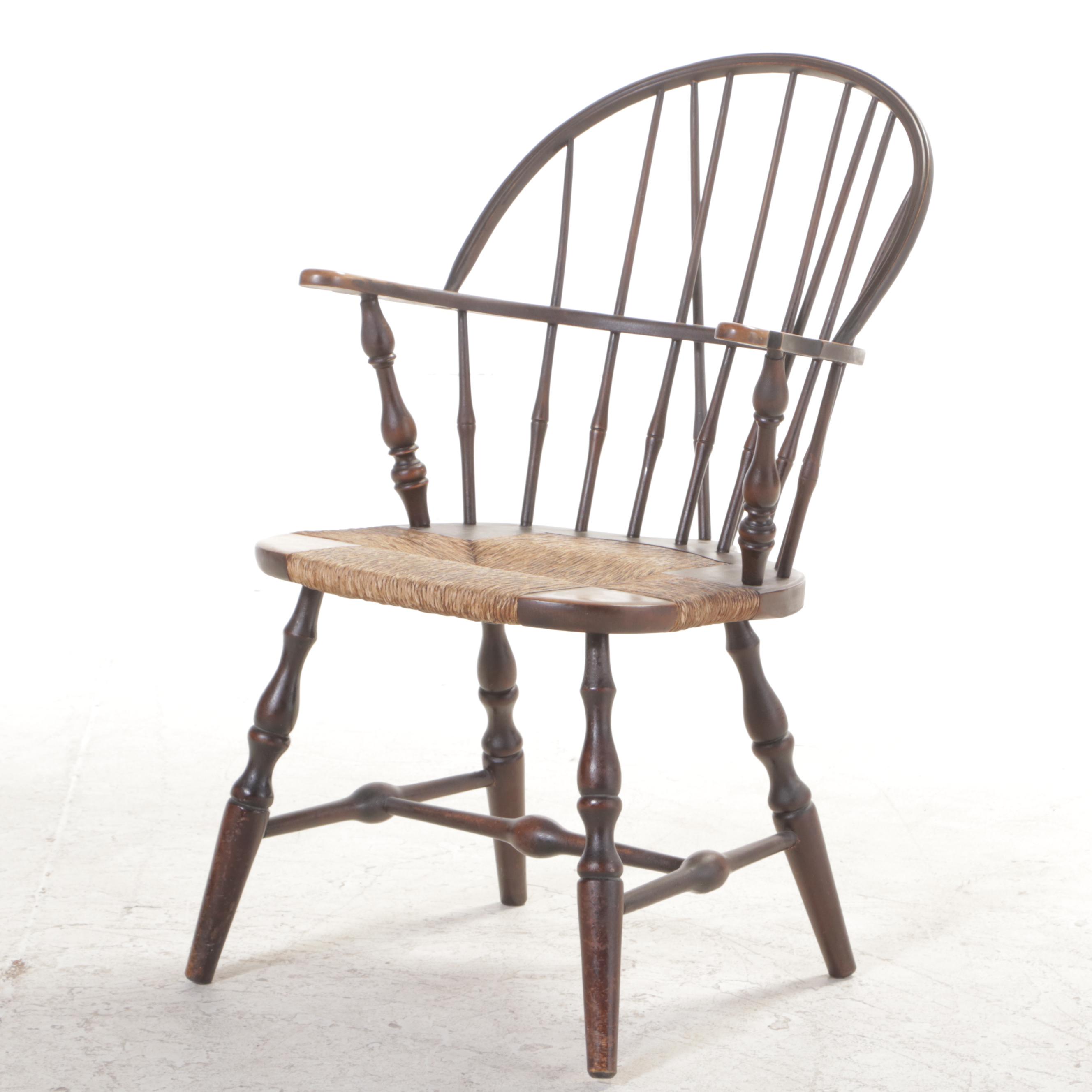 Four G. Henshaw & Sons Colonial Revival Brace-Back Windsor Dining Chairs