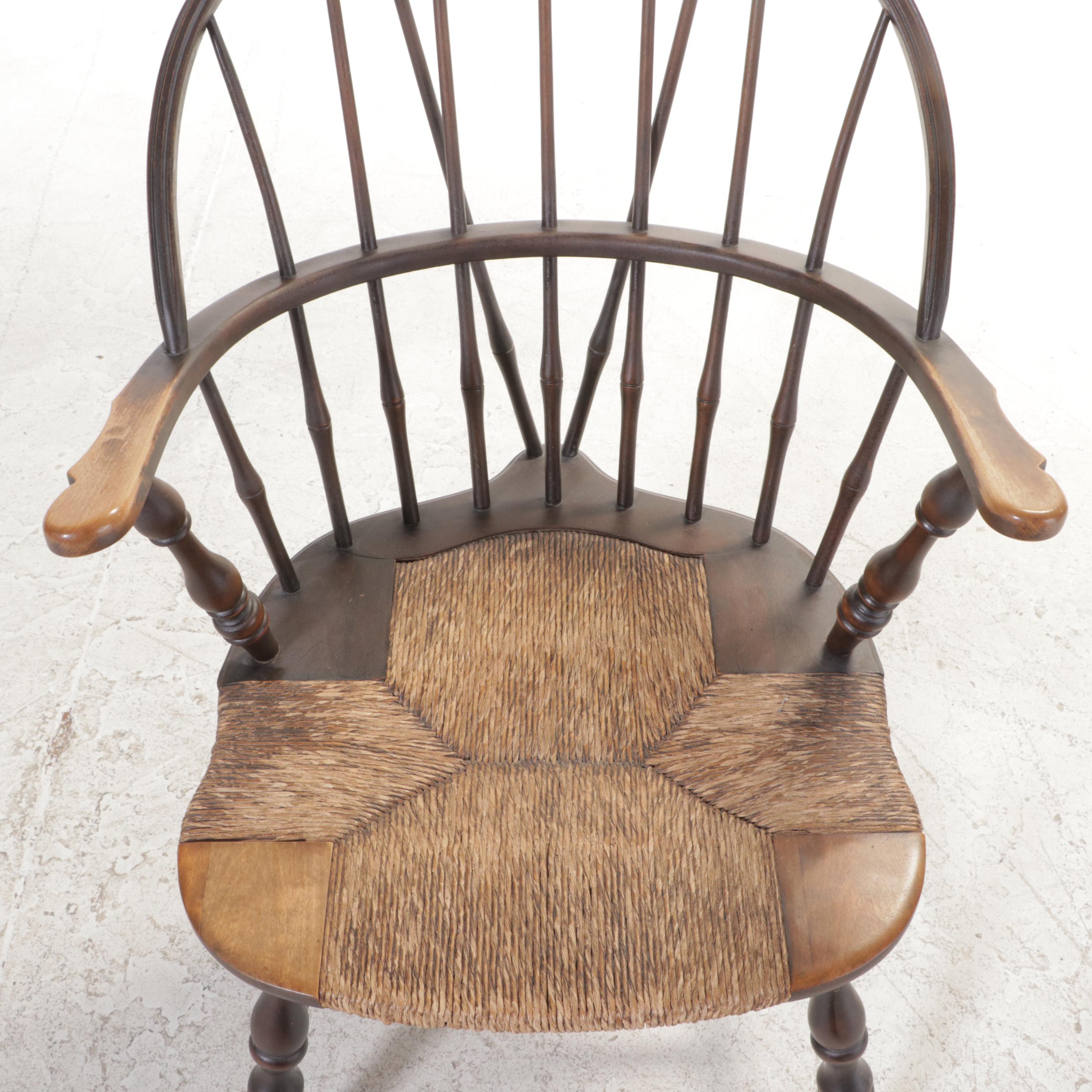 Four G. Henshaw & Sons Colonial Revival Brace-Back Windsor Dining Chairs