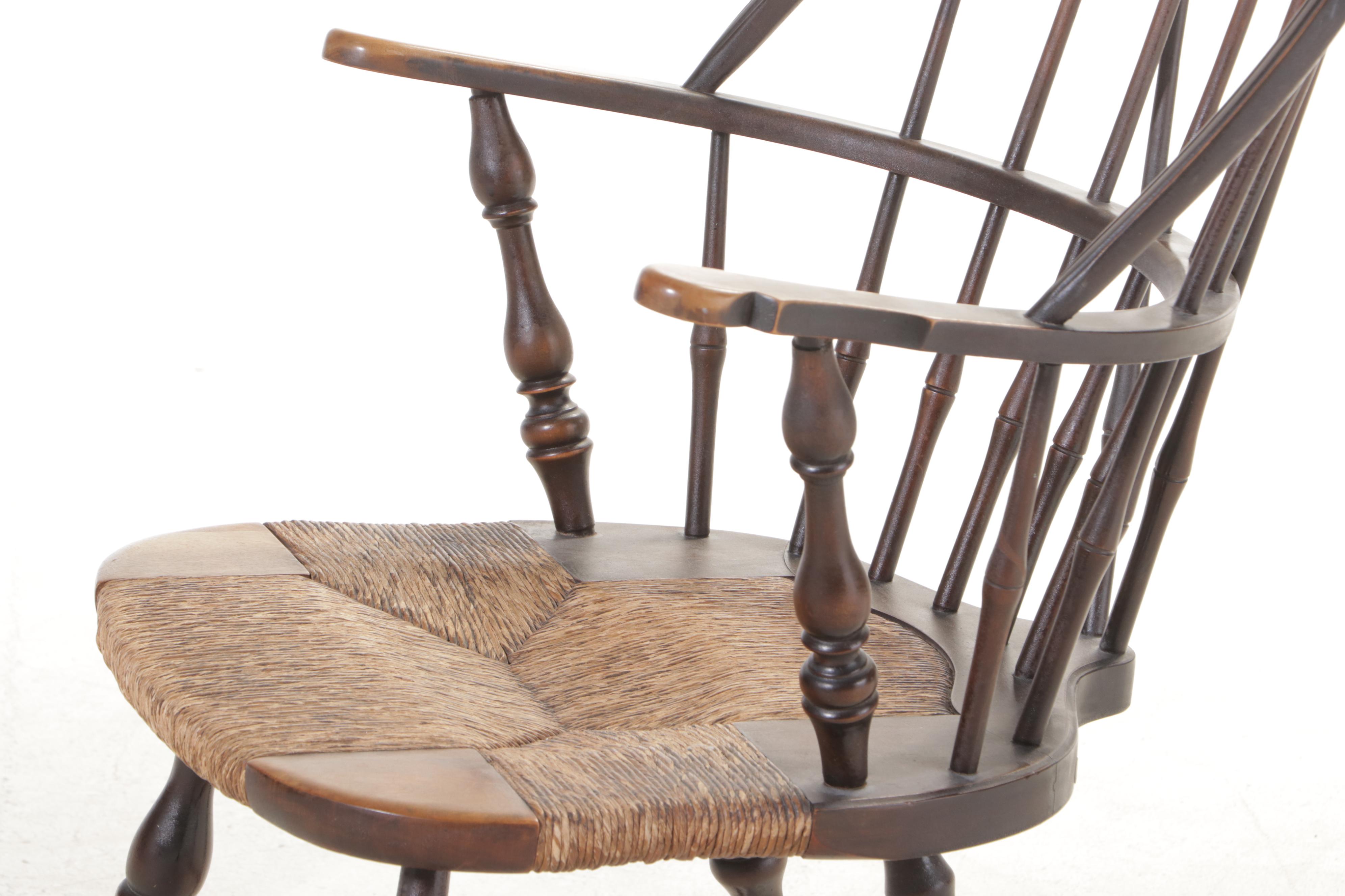 Four G. Henshaw & Sons Colonial Revival Brace-Back Windsor Dining Chairs