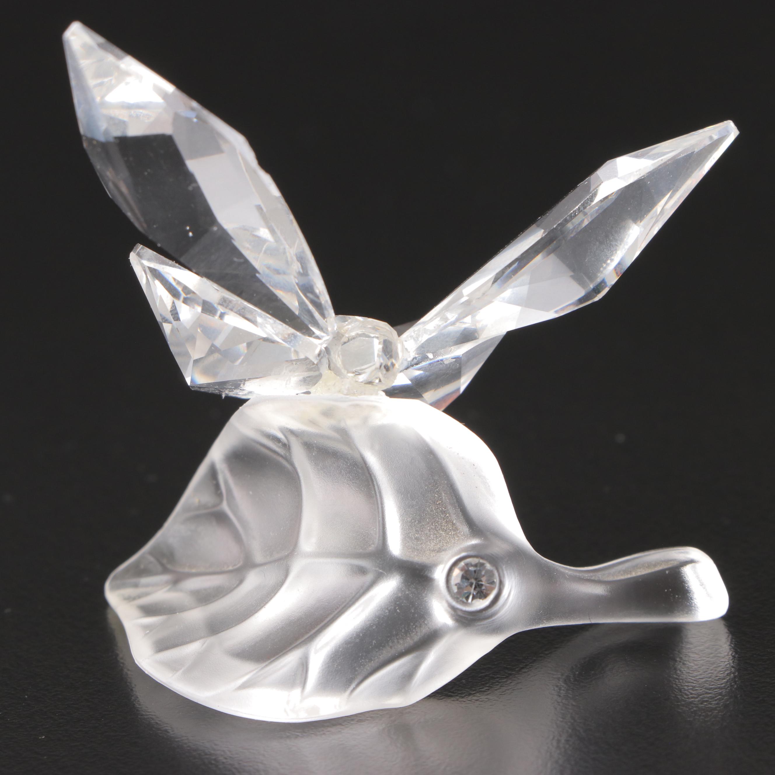 Swarovski Crystal Butterfly on Leaf and Birds in Bird Bath Figurines