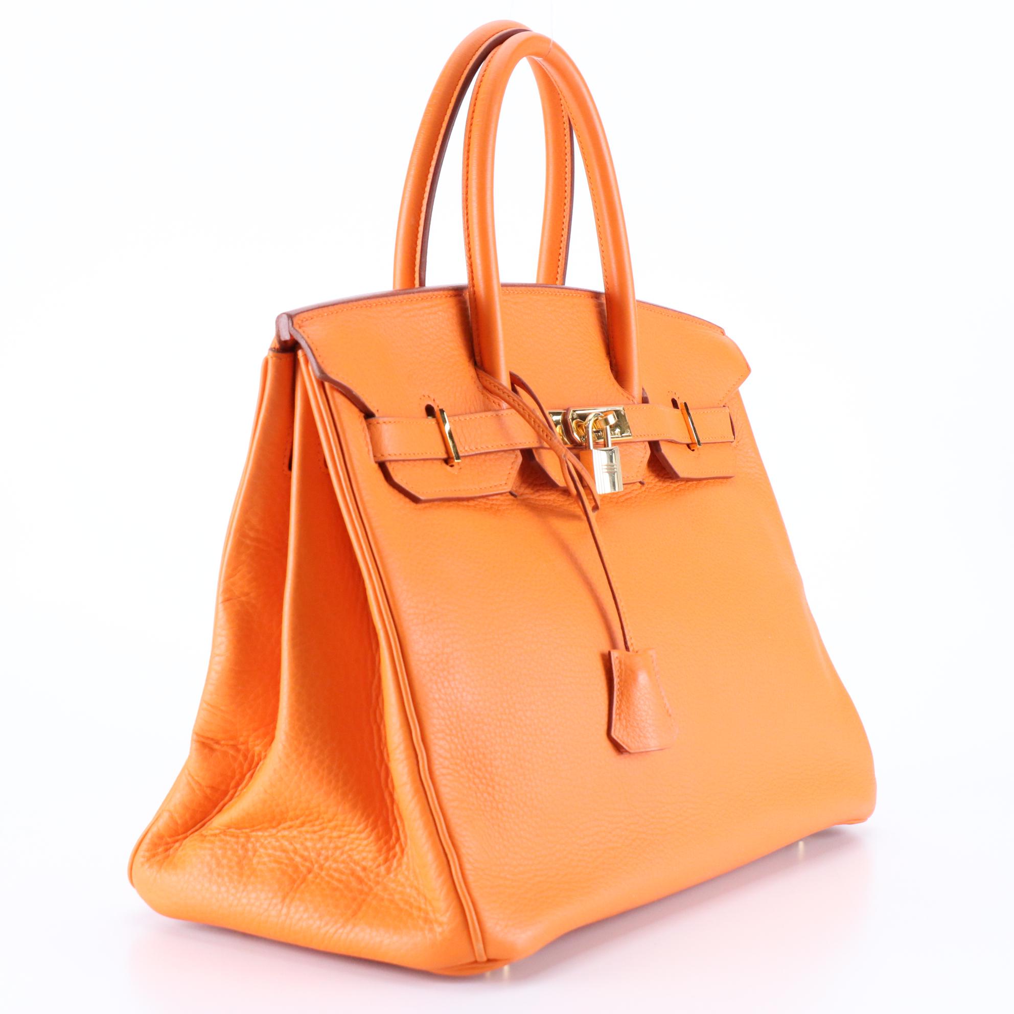 Hermès Birkin 35 Satchel in Orange Clemence Leather