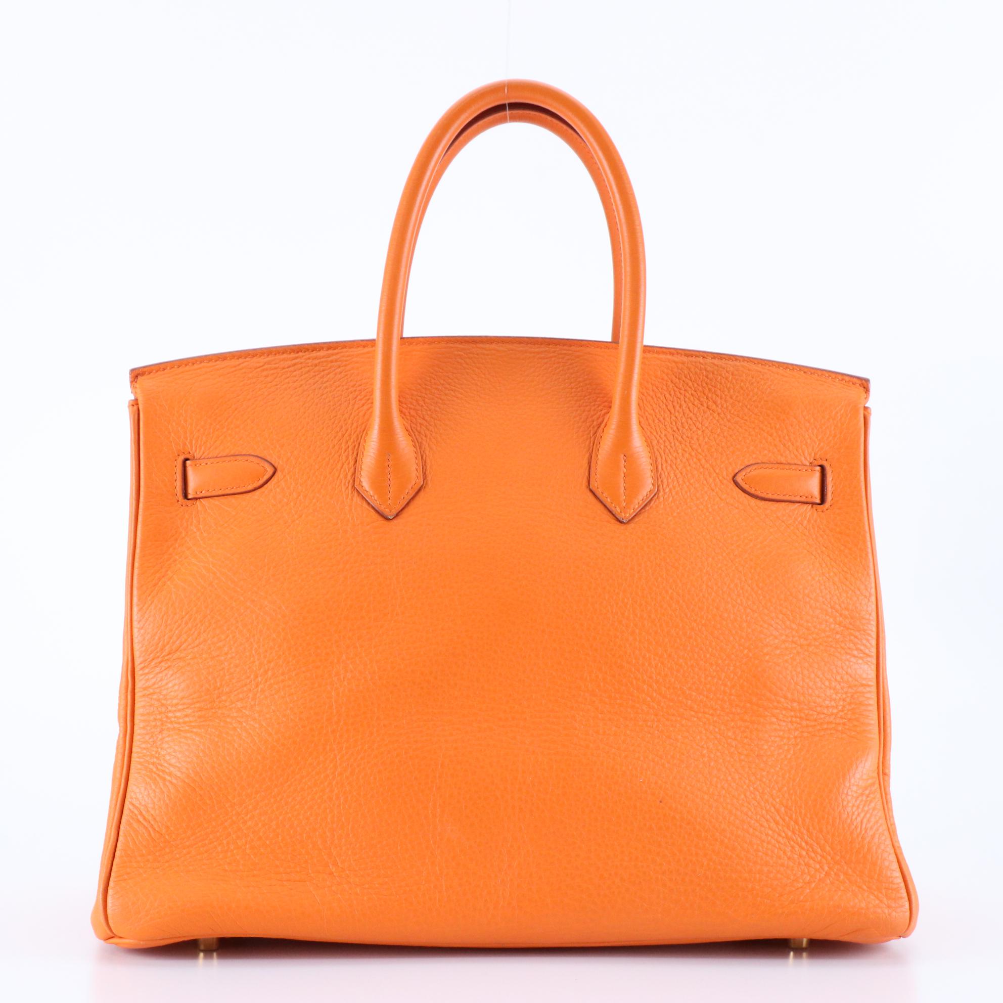 Hermès Birkin 35 Satchel in Orange Clemence Leather