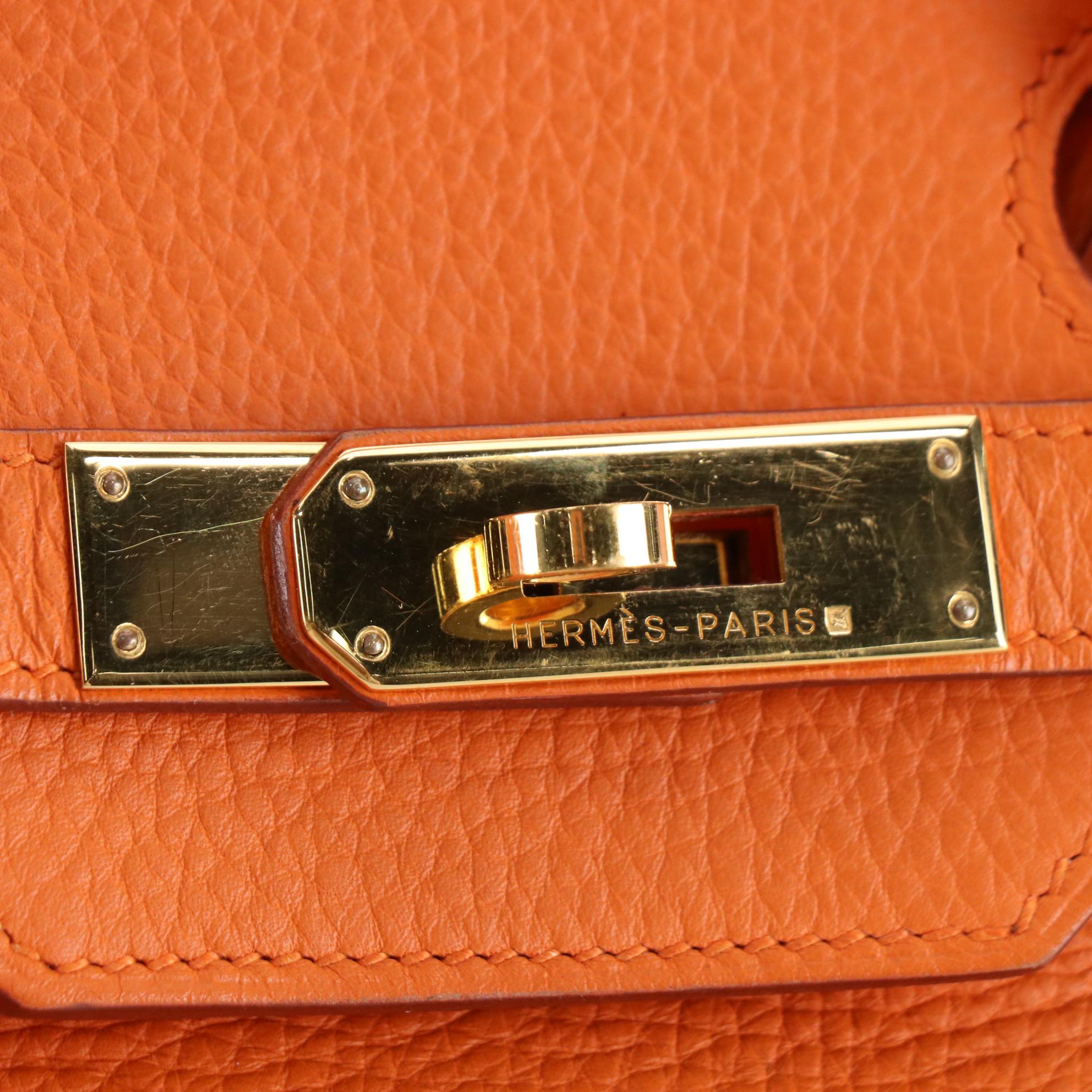 Hermès Birkin 35 Satchel in Orange Clemence Leather