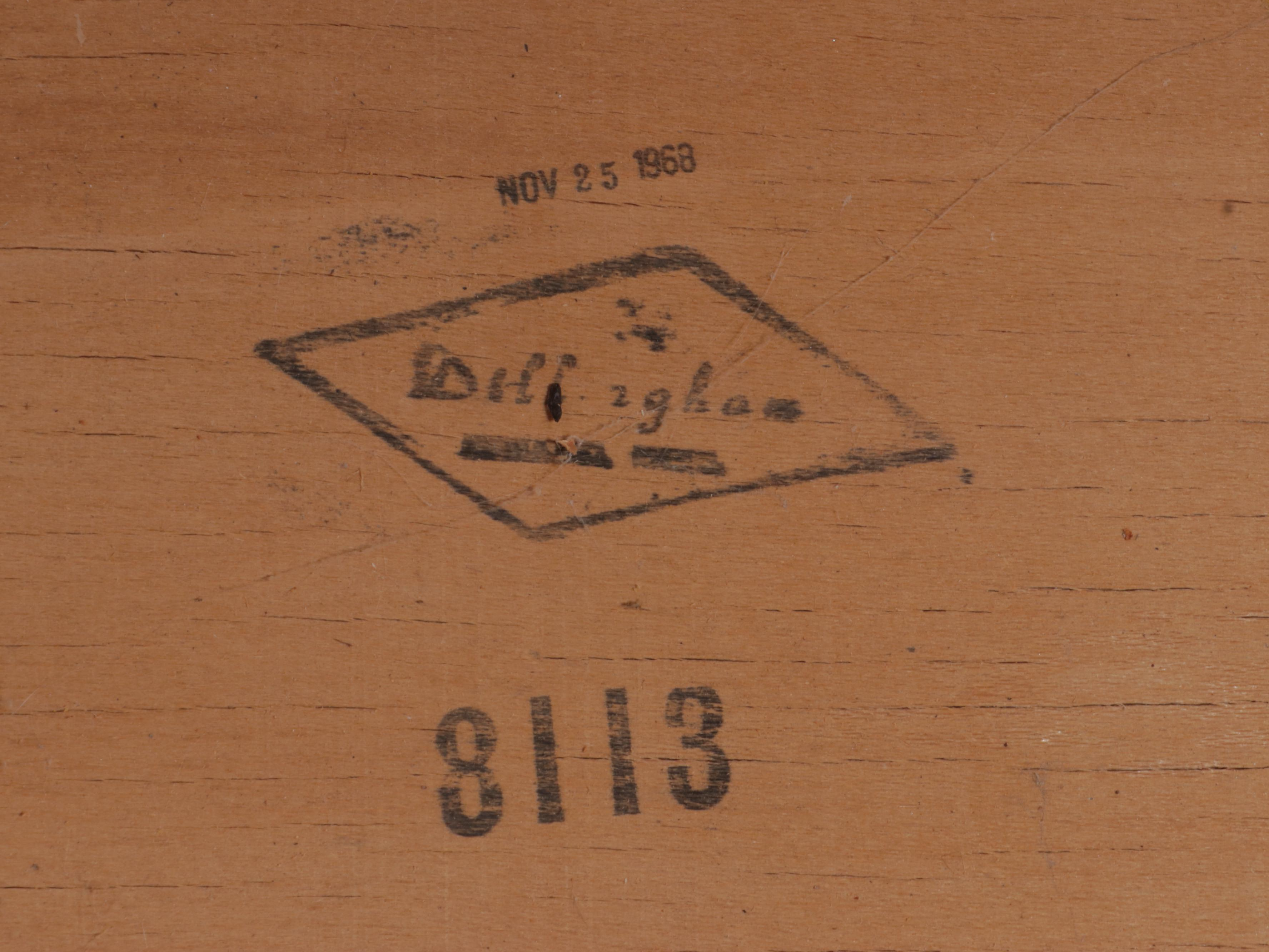 Four Dillingham Mid Century Modern Walnut and Cane Dining Chairs, 1968