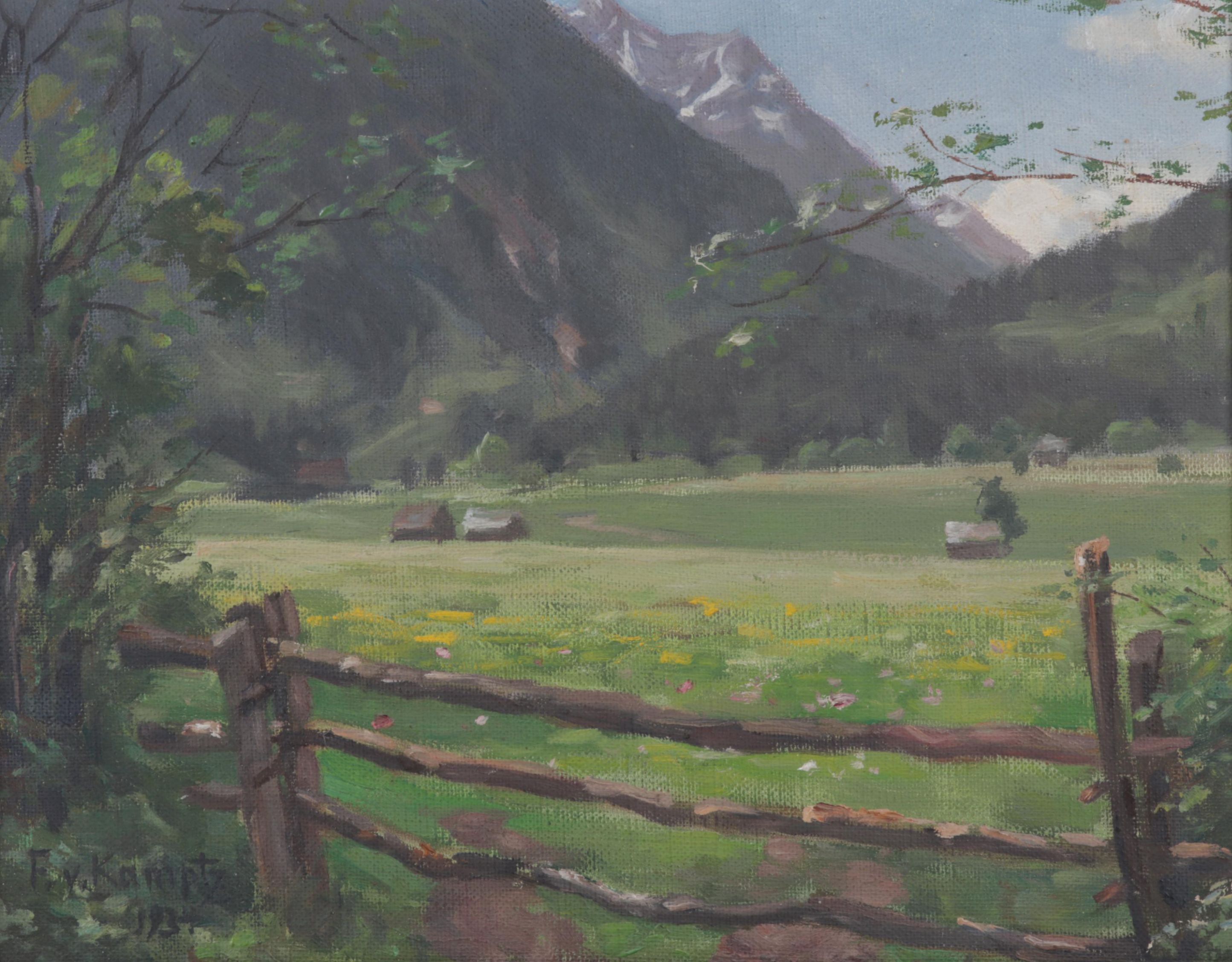 Landscape Oil Painting of Mountain Valley Pasture, 1934