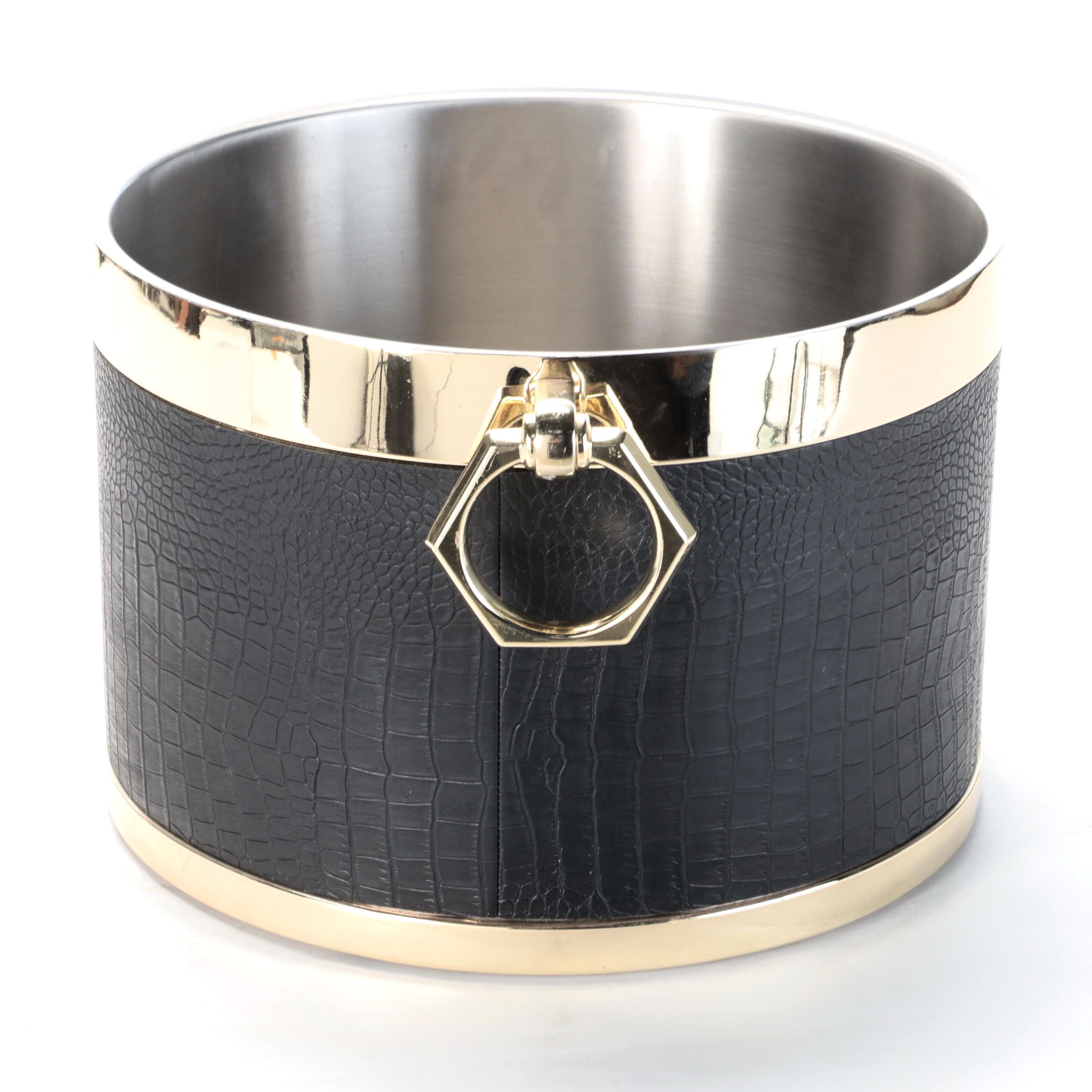 Frontgate Metal and Embossed Leather Beverage Tub