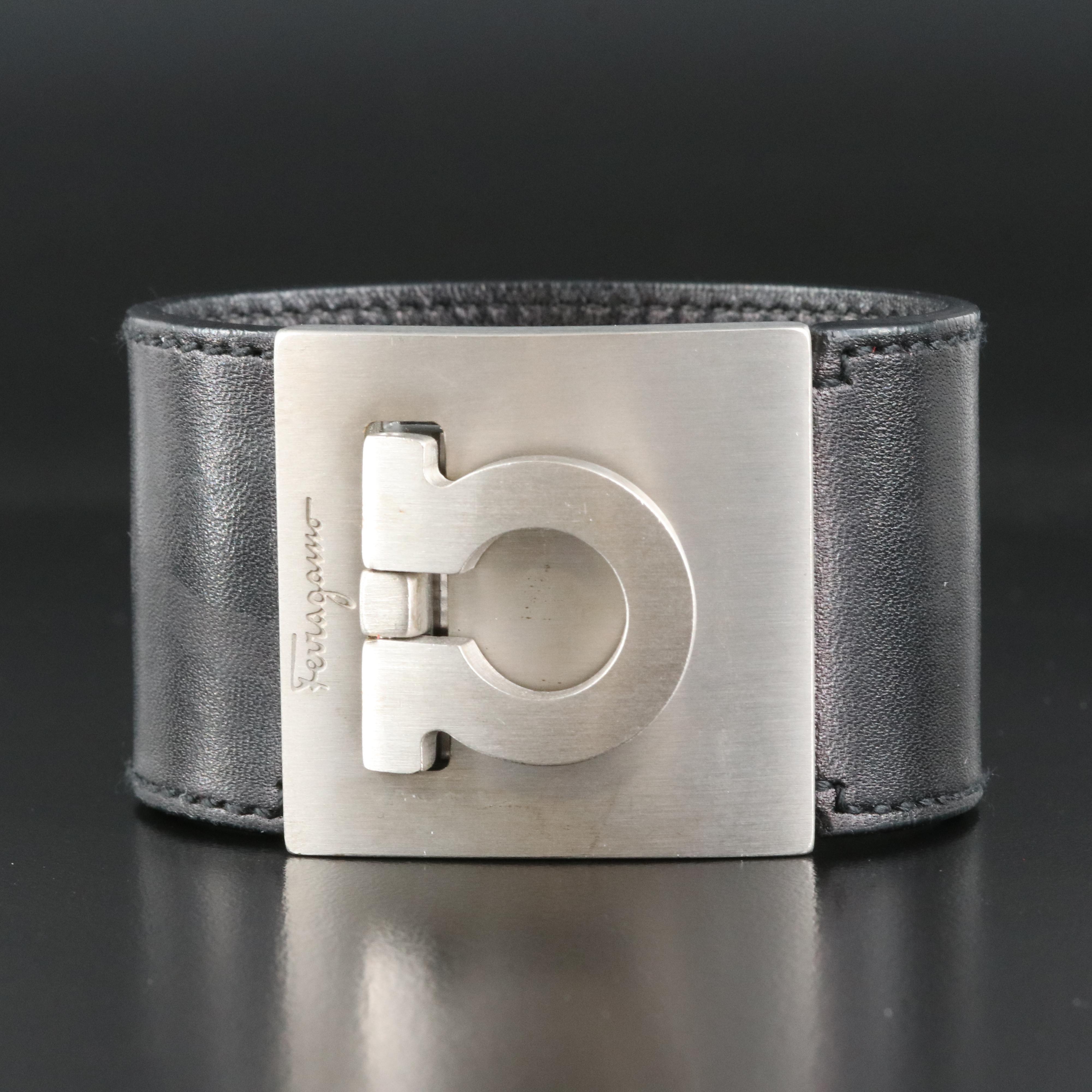 Salvatore Ferragamo Gancio Wide Cuff Bracelet with Box