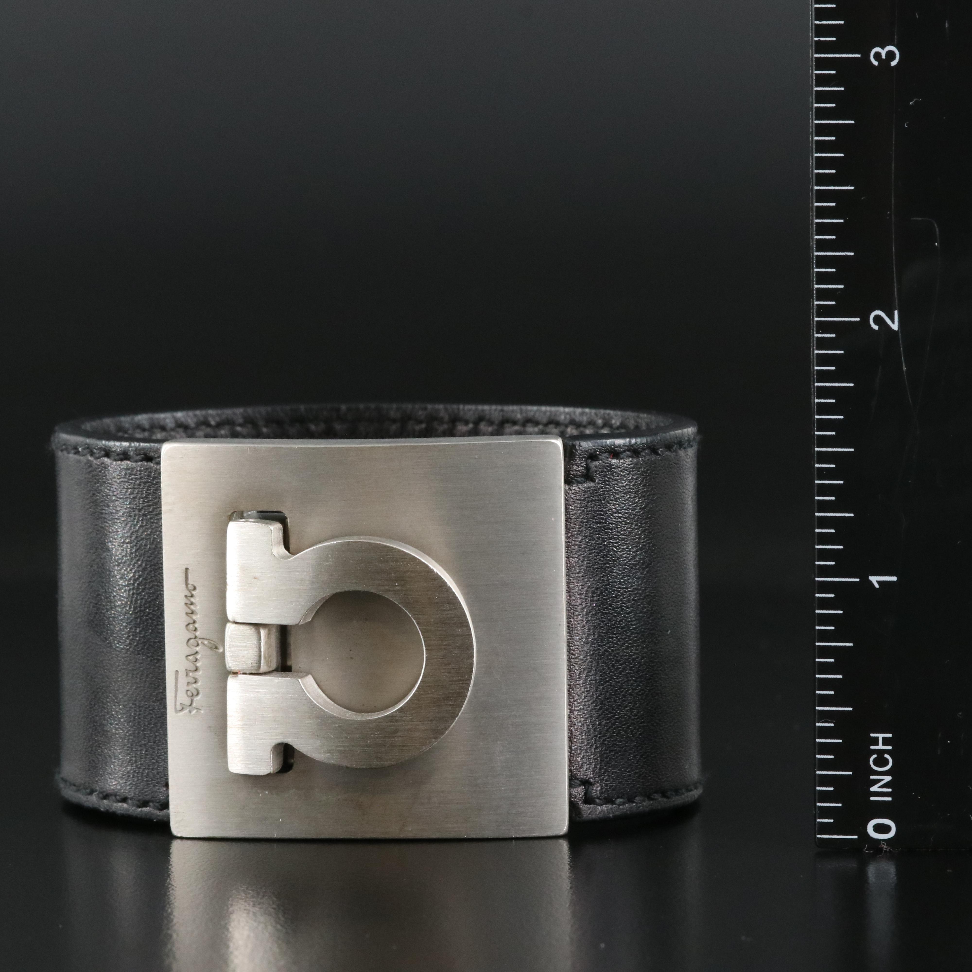 Salvatore Ferragamo Gancio Wide Cuff Bracelet with Box