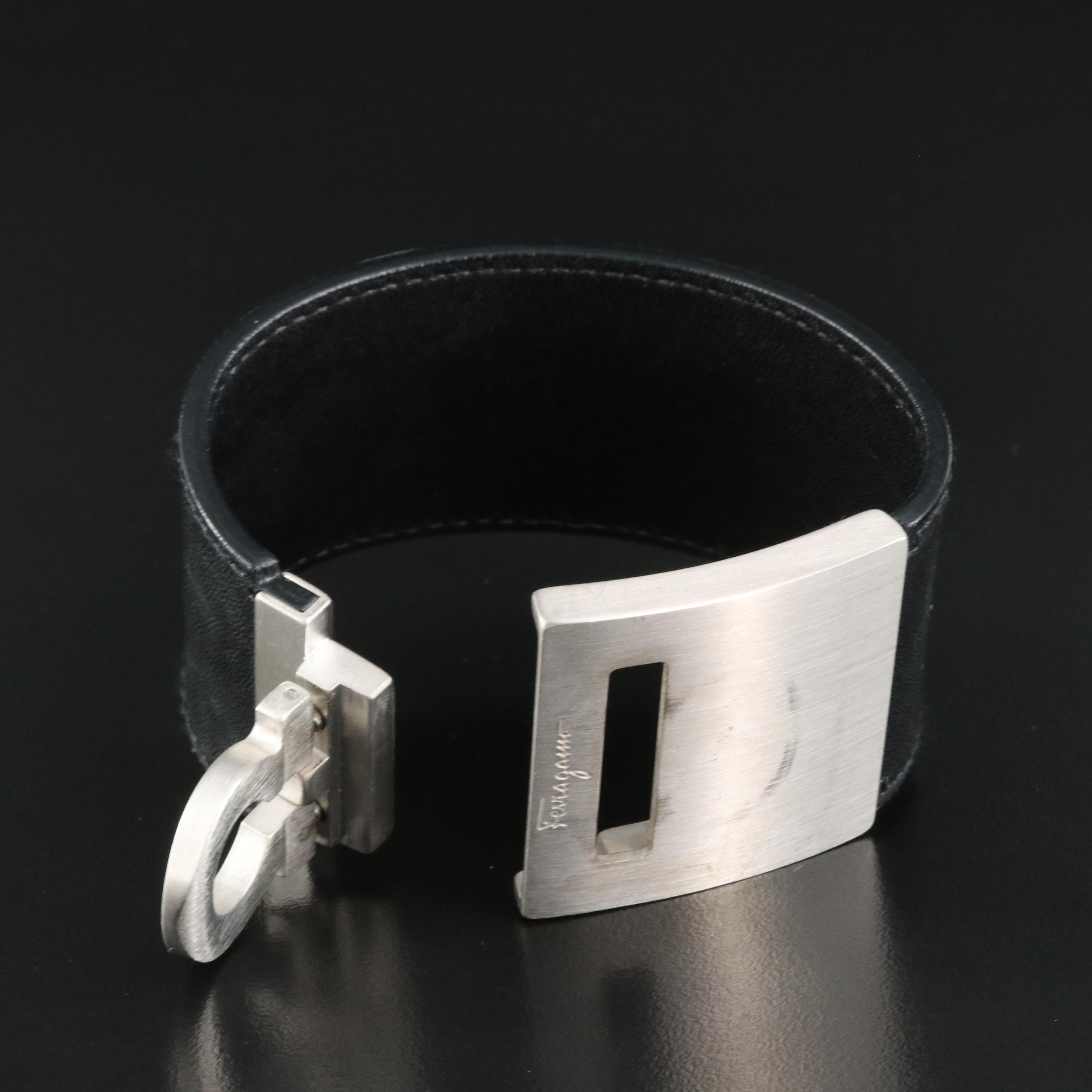 Salvatore Ferragamo Gancio Wide Cuff Bracelet with Box