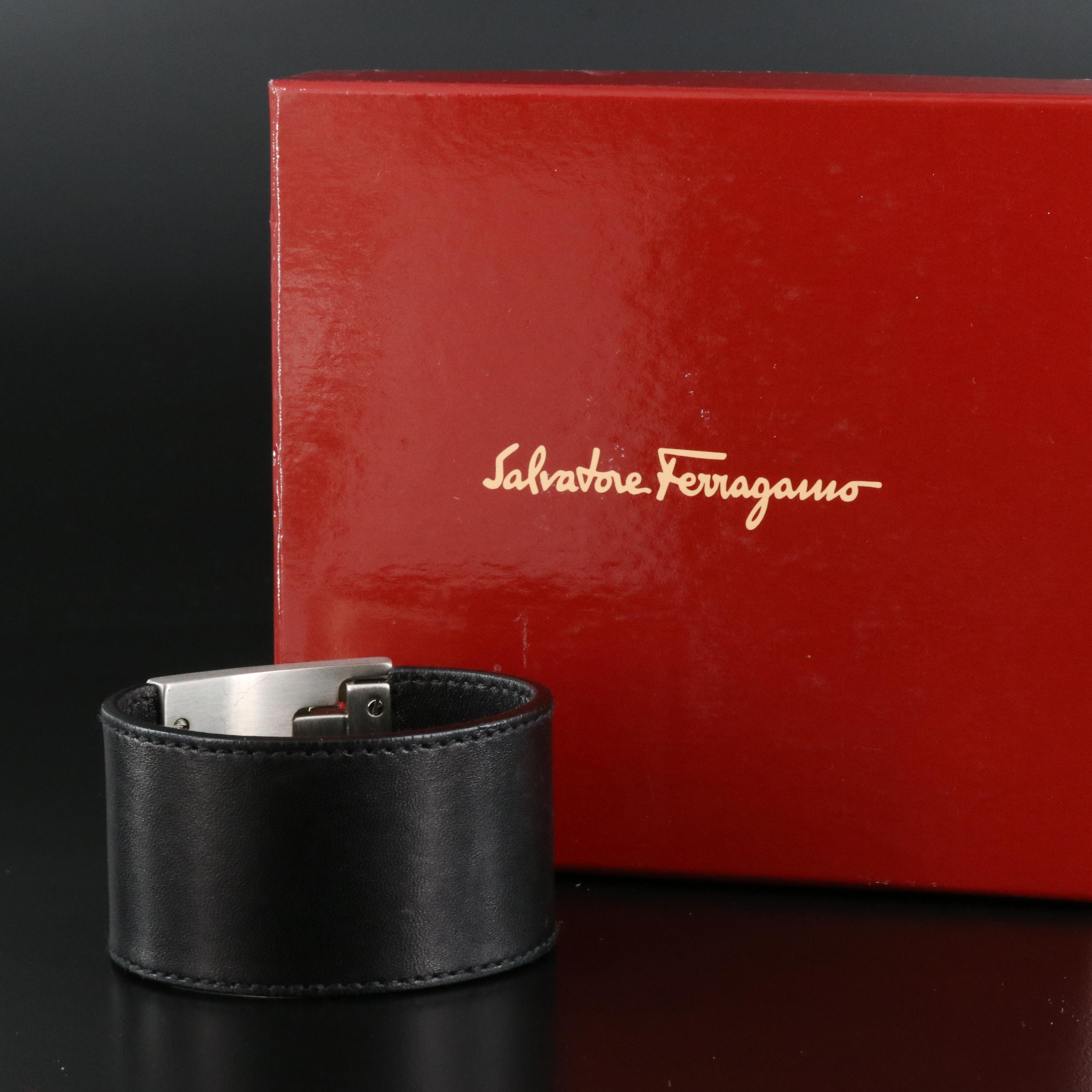 Salvatore Ferragamo Gancio Wide Cuff Bracelet with Box