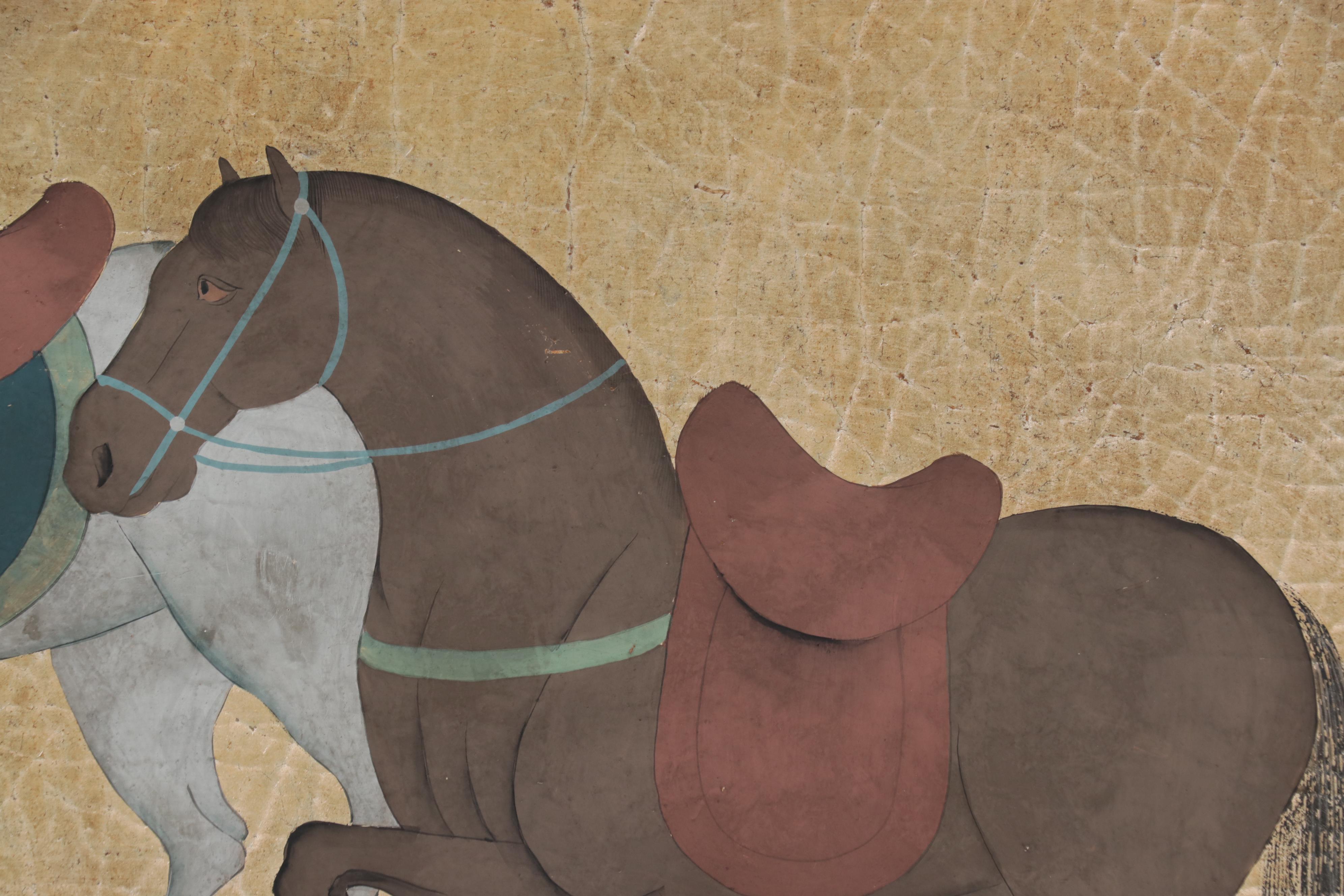 Chinese Large Scale Gouache Painting of Horses